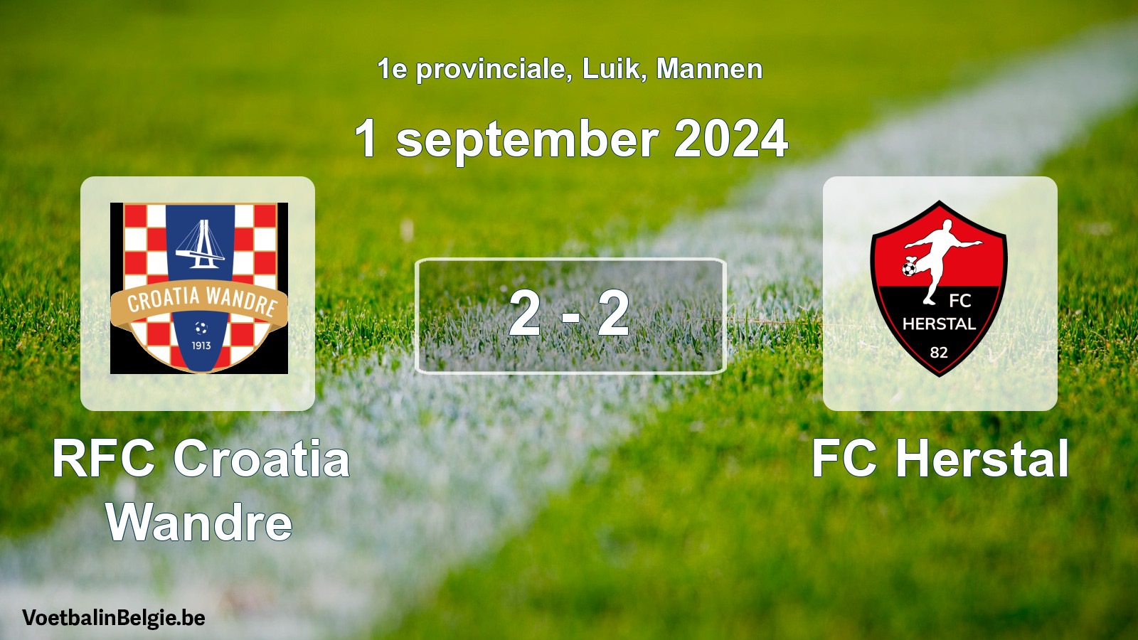 Gespeelde wedstrijd mannenvoetbal: RFC Croatia Wandre - FC Herstal 2 - 2 (1 september 2024)