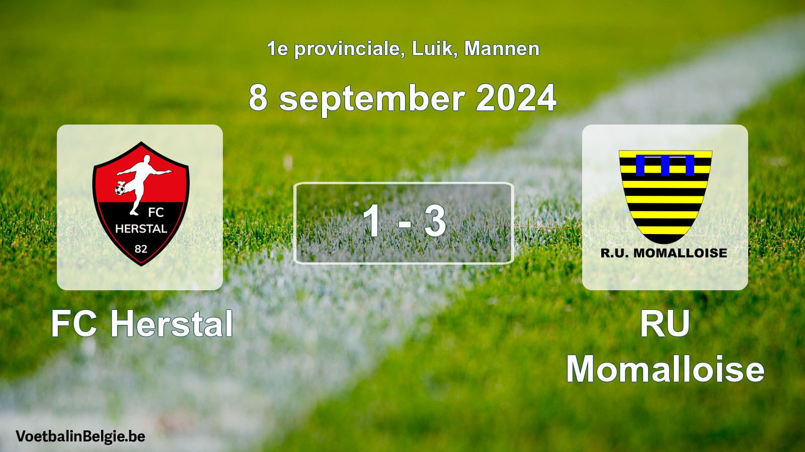 Gespieltes Spiel männer-Fußball: FC Herstal - RU Momalloise 1 - 3 (8 September 2024)