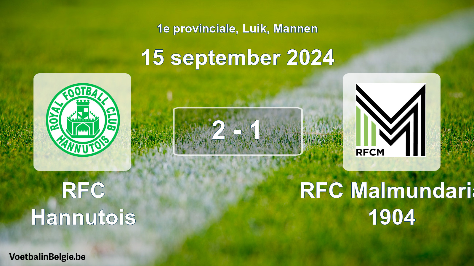 Match joué football hommes: RFC Hannutois - RFC Malmundaria 1904 2 - 1 (15 septembre 2024)