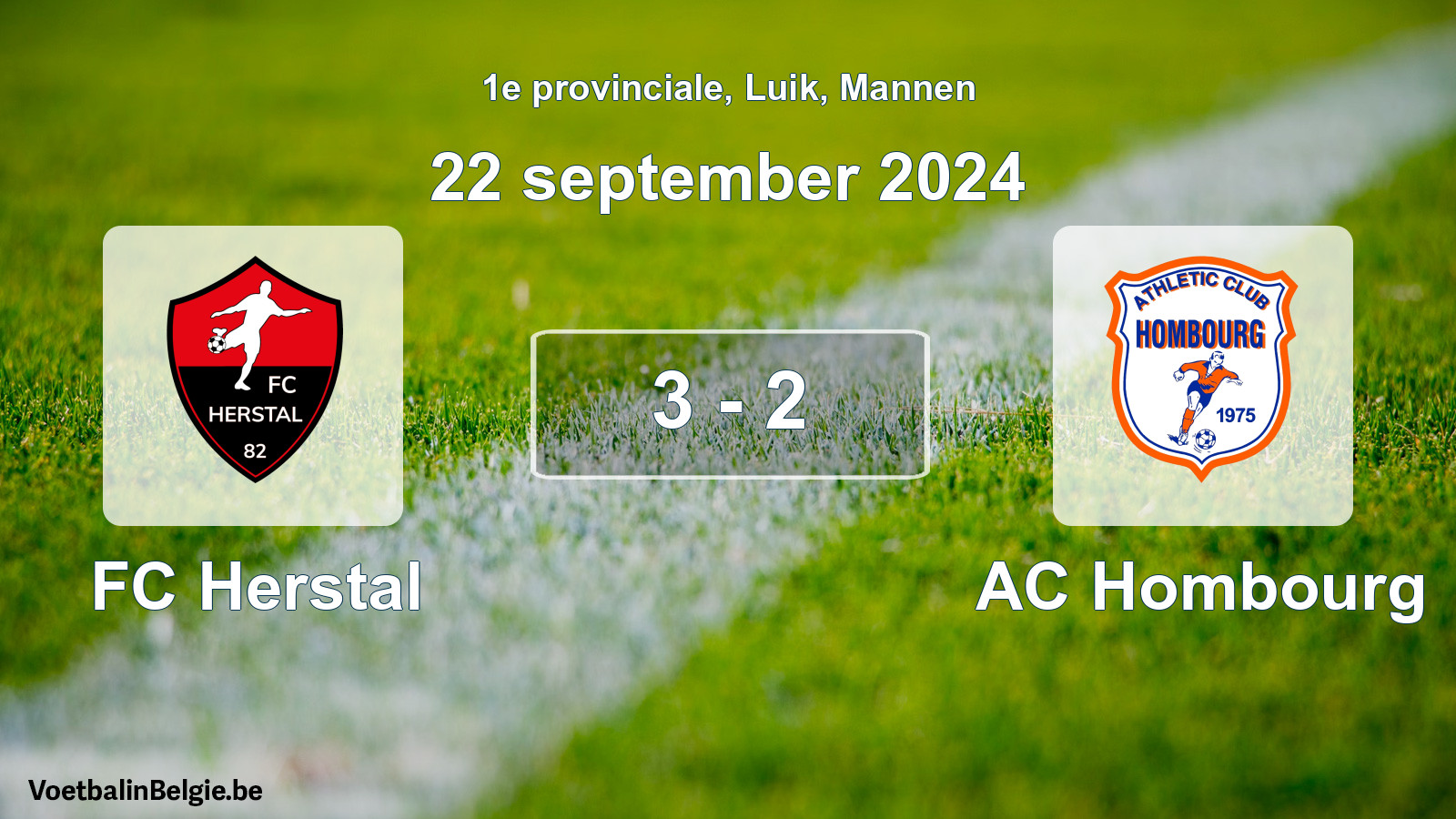 Gespeelde wedstrijd mannenvoetbal: FC Herstal - AC Hombourg 3 - 2 (22 september 2024)