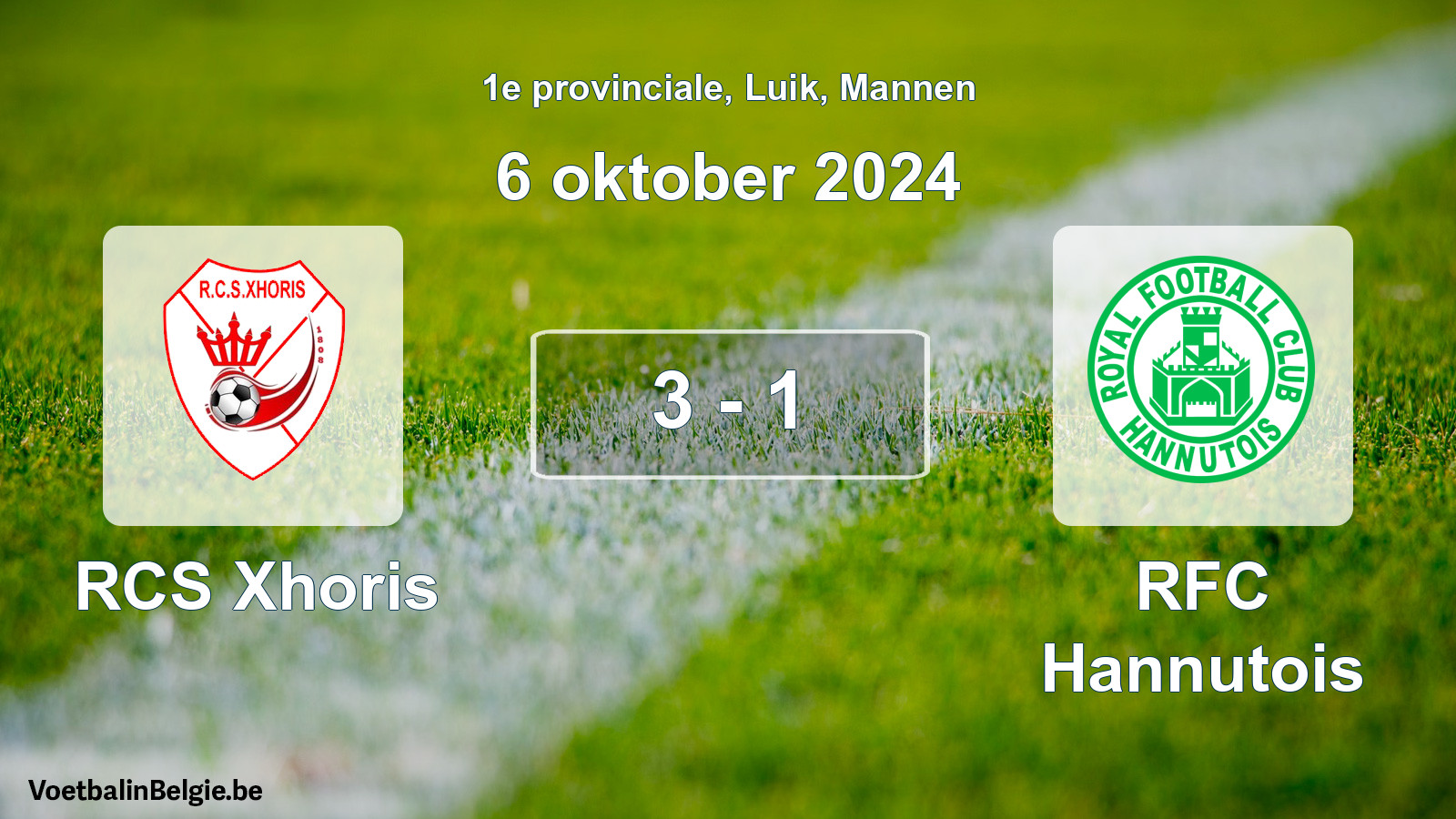 Gespeelde wedstrijd mannenvoetbal: RCS Xhoris - RFC Hannutois 3 - 1 (6 oktober 2024)