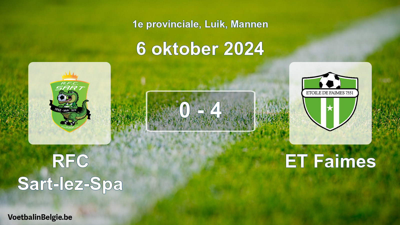 Gespeelde wedstrijd mannenvoetbal: RFC Sart-lez-Spa - ET Faimes 0 - 4 (6 oktober 2024)