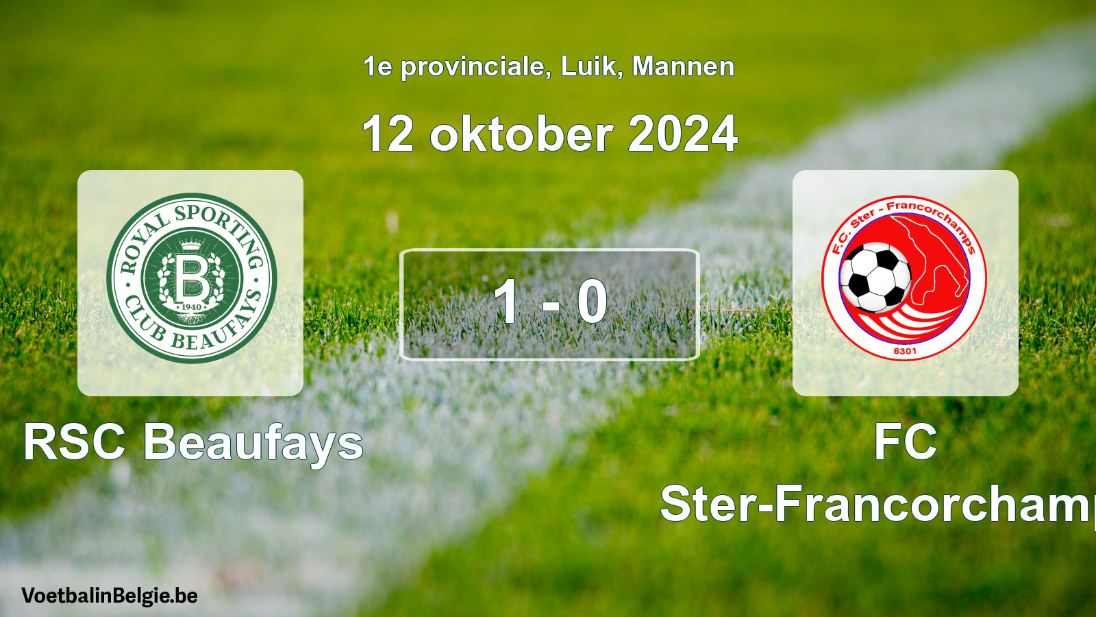 Gespeelde wedstrijd mannenvoetbal: RSC Beaufays - FC Ster-Francorchamps 1 - 0 (12 oktober 2024)