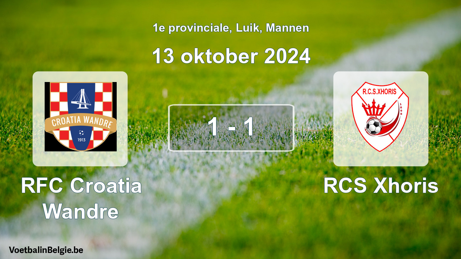 Gespeelde wedstrijd mannenvoetbal: RFC Croatia Wandre - RCS Xhoris 1 - 1 (13 oktober 2024)