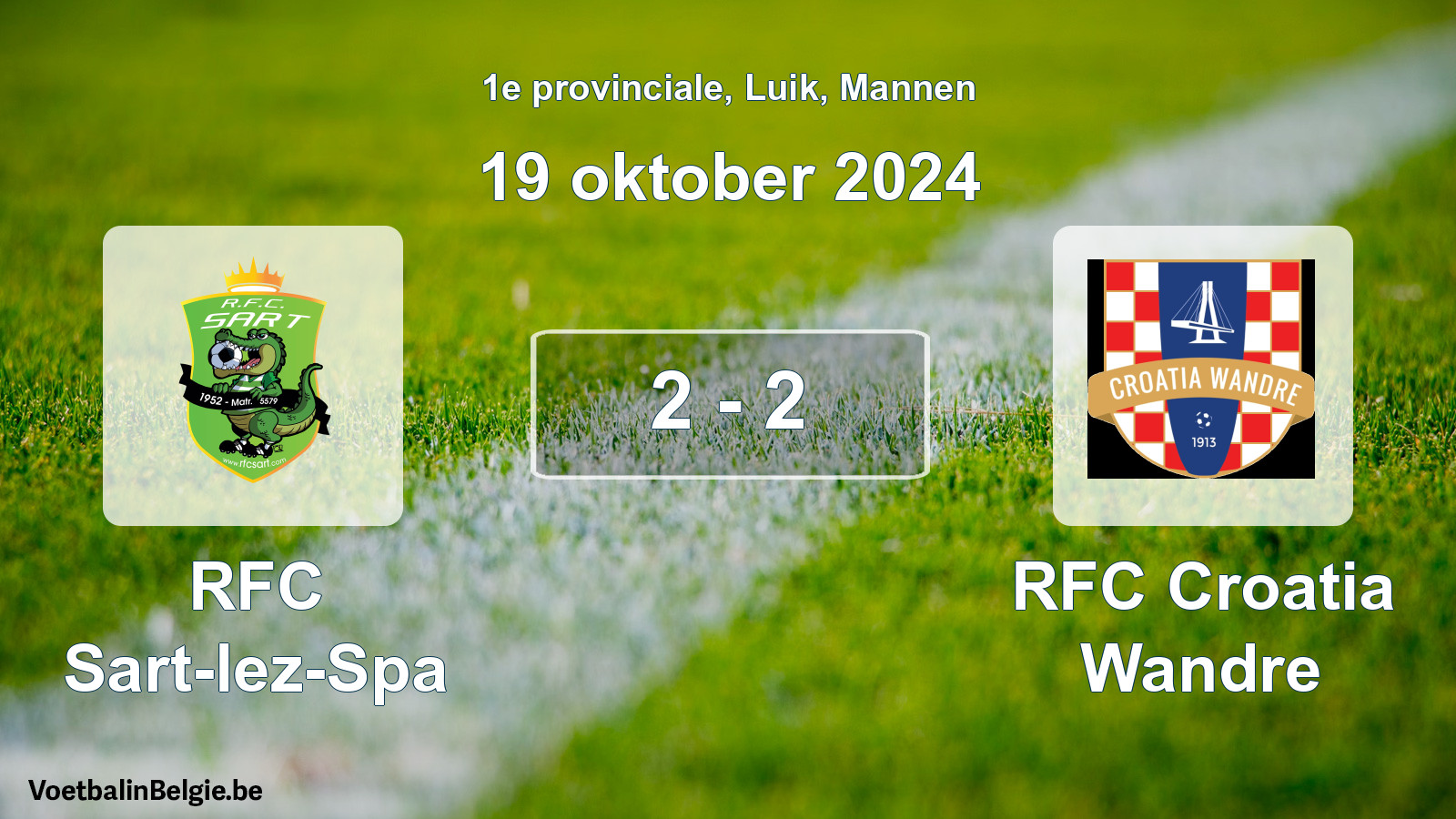 Gespeelde wedstrijd mannenvoetbal: RFC Sart-lez-Spa - RFC Croatia Wandre 2 - 2 (19 oktober 2024)