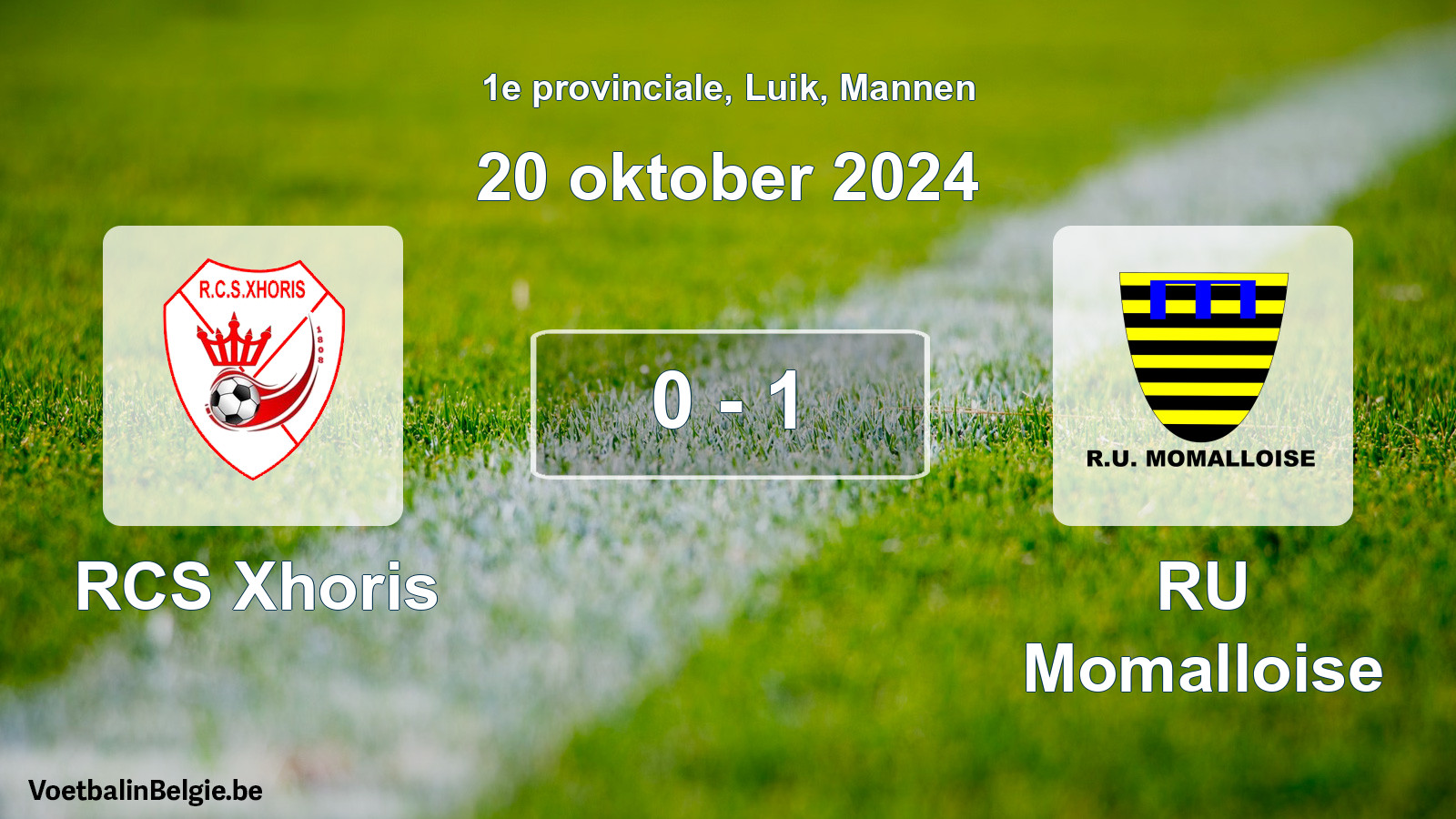 Gespeelde wedstrijd mannenvoetbal: RCS Xhoris - RU Momalloise 0 - 1 (20 oktober 2024)