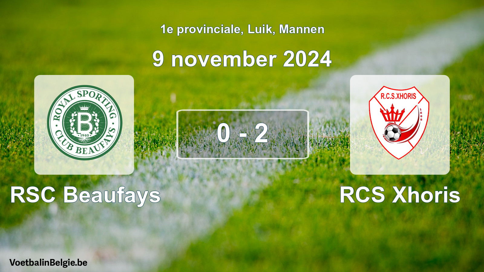 Gespeelde wedstrijd mannenvoetbal: RSC Beaufays - RCS Xhoris 0 - 2 (9 november 2024)