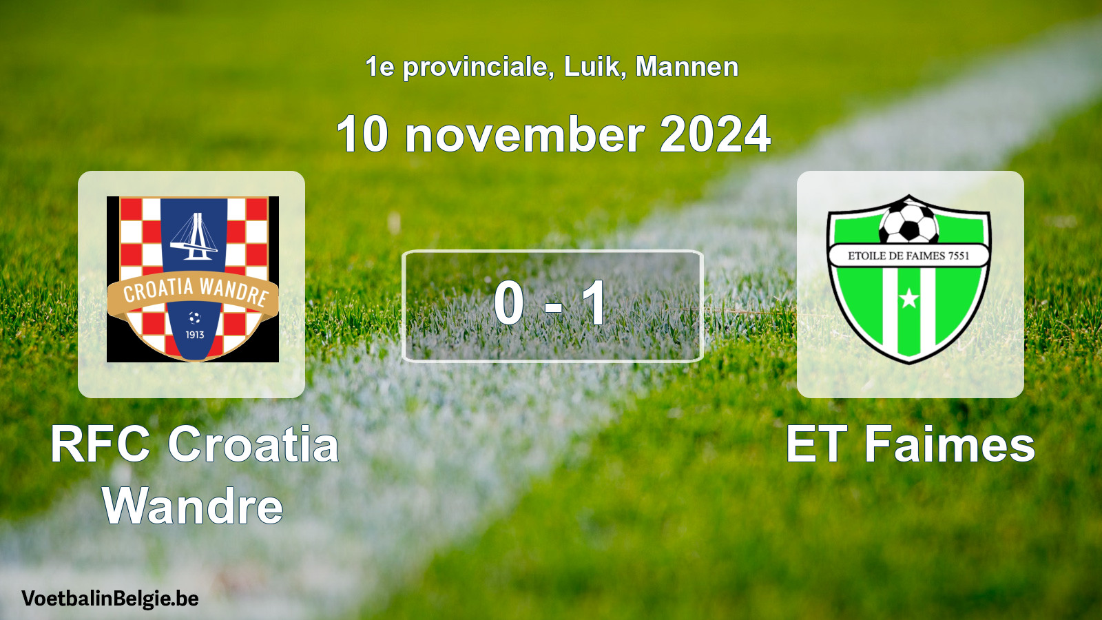 Gespeelde wedstrijd mannenvoetbal: RFC Croatia Wandre - ET Faimes 0 - 1 (10 november 2024)
