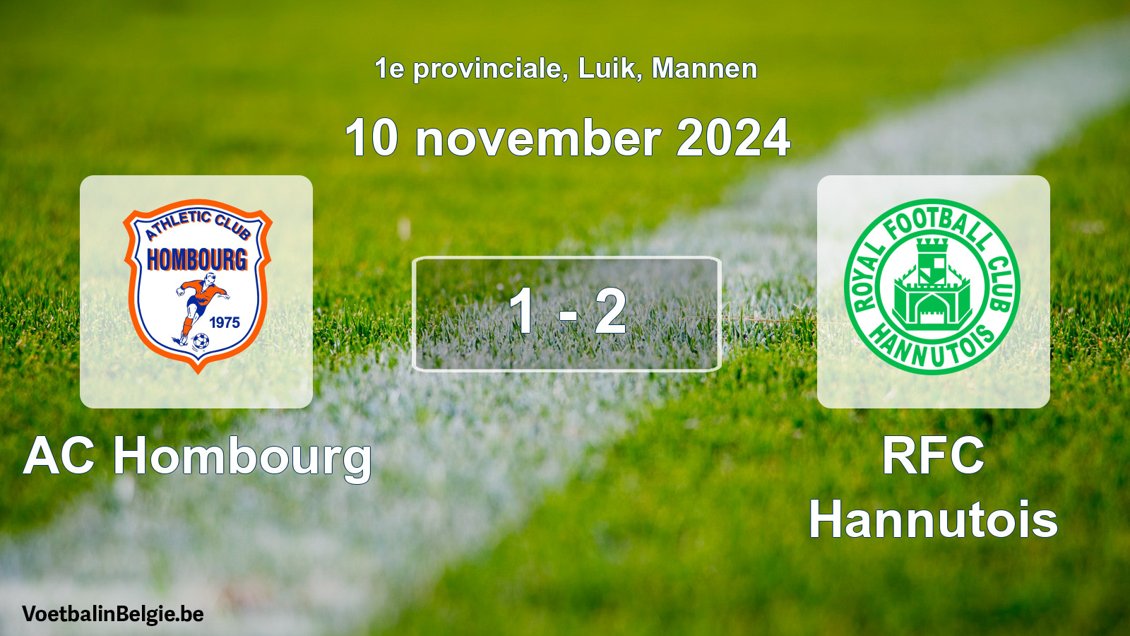 Gespeelde wedstrijd mannenvoetbal: AC Hombourg - RFC Hannutois 1 - 2 (10 november 2024)