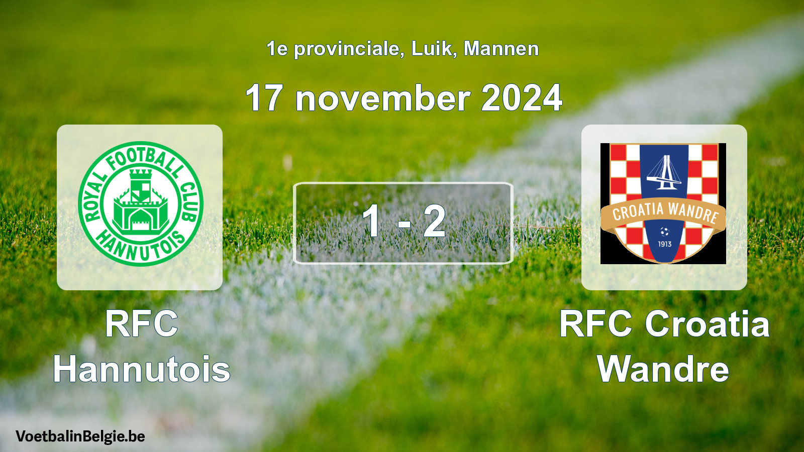 Gespeelde wedstrijd mannenvoetbal: RFC Hannutois - RFC Croatia Wandre 1 - 2 (17 november 2024)