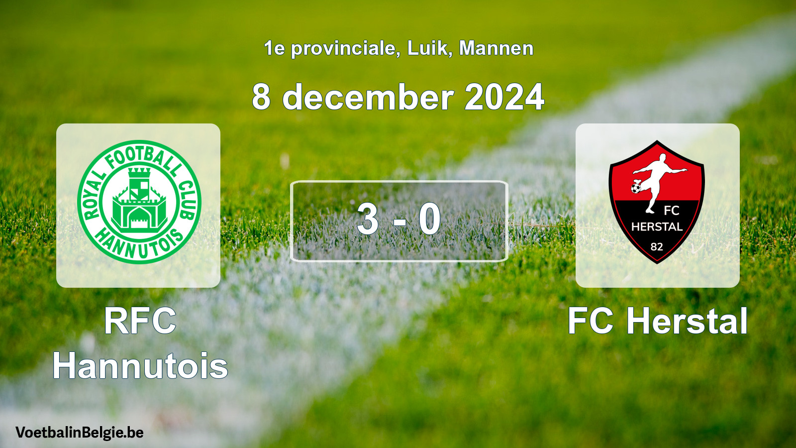Gespeelde wedstrijd mannenvoetbal: RFC Hannutois - FC Herstal 3 - 0 (8 december 2024)