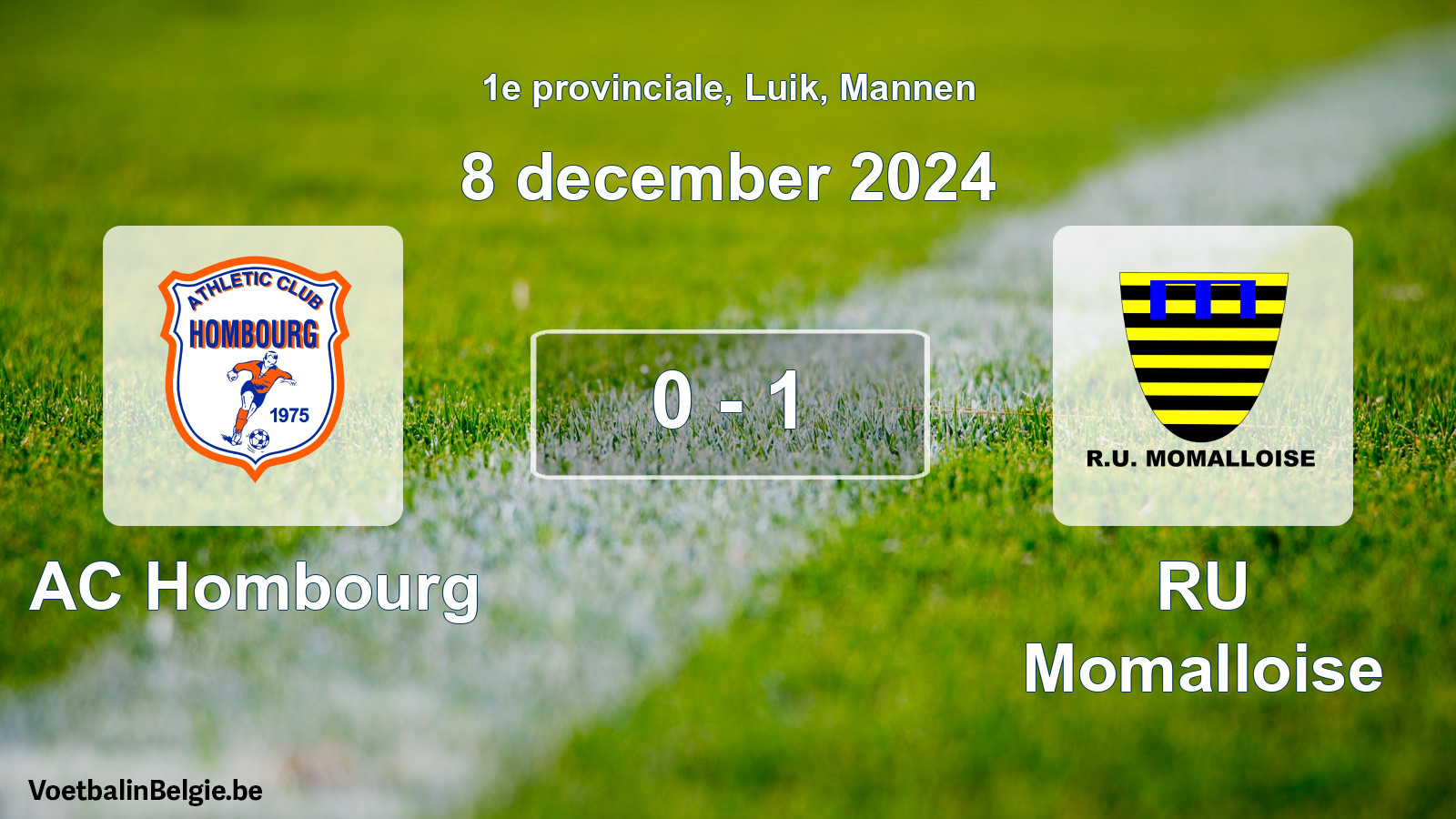 Gespeelde wedstrijd mannenvoetbal: AC Hombourg - RU Momalloise 0 - 1 (8 december 2024)