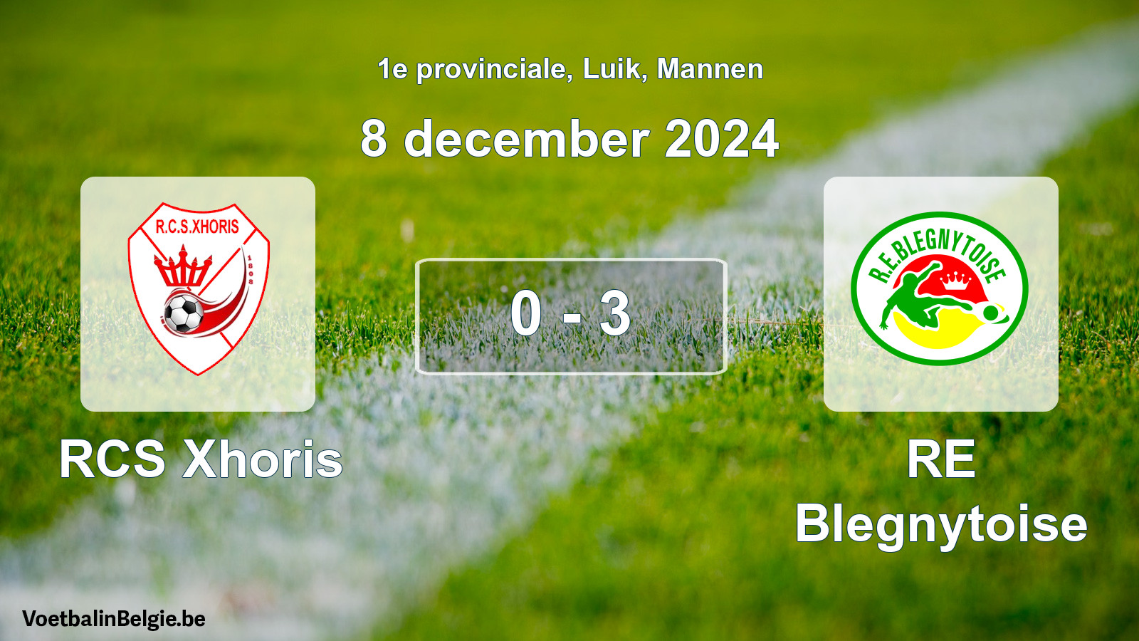 Gespeelde wedstrijd mannenvoetbal: RCS Xhoris - RE Blegnytoise 0 - 3 (8 december 2024)