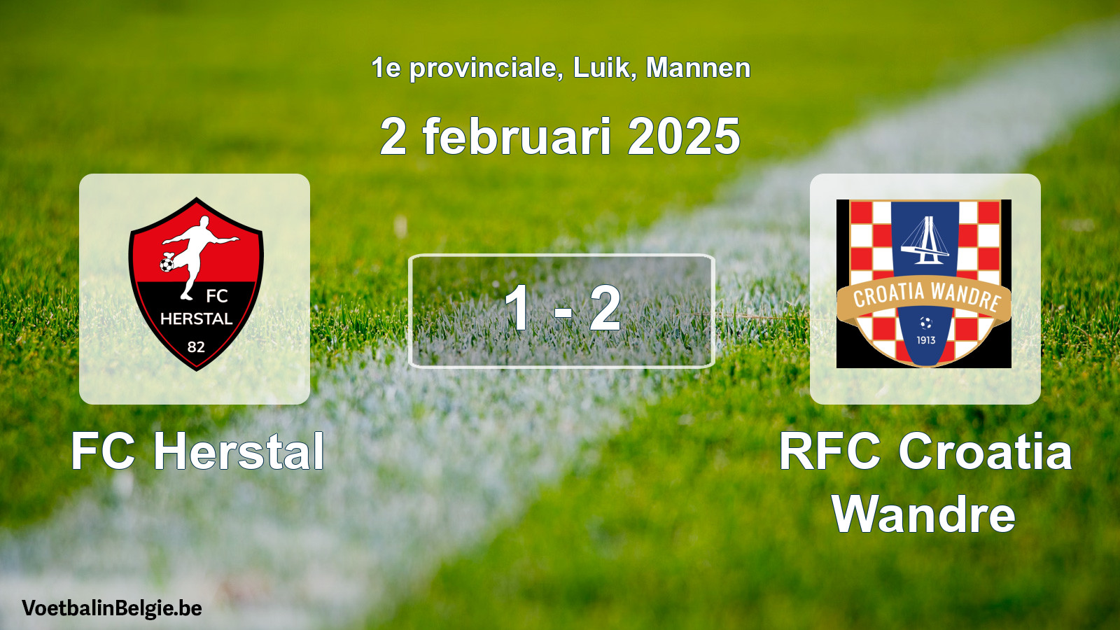 Gespeelde wedstrijd mannenvoetbal: FC Herstal - RFC Croatia Wandre 1 - 2 (2 februari 2025)