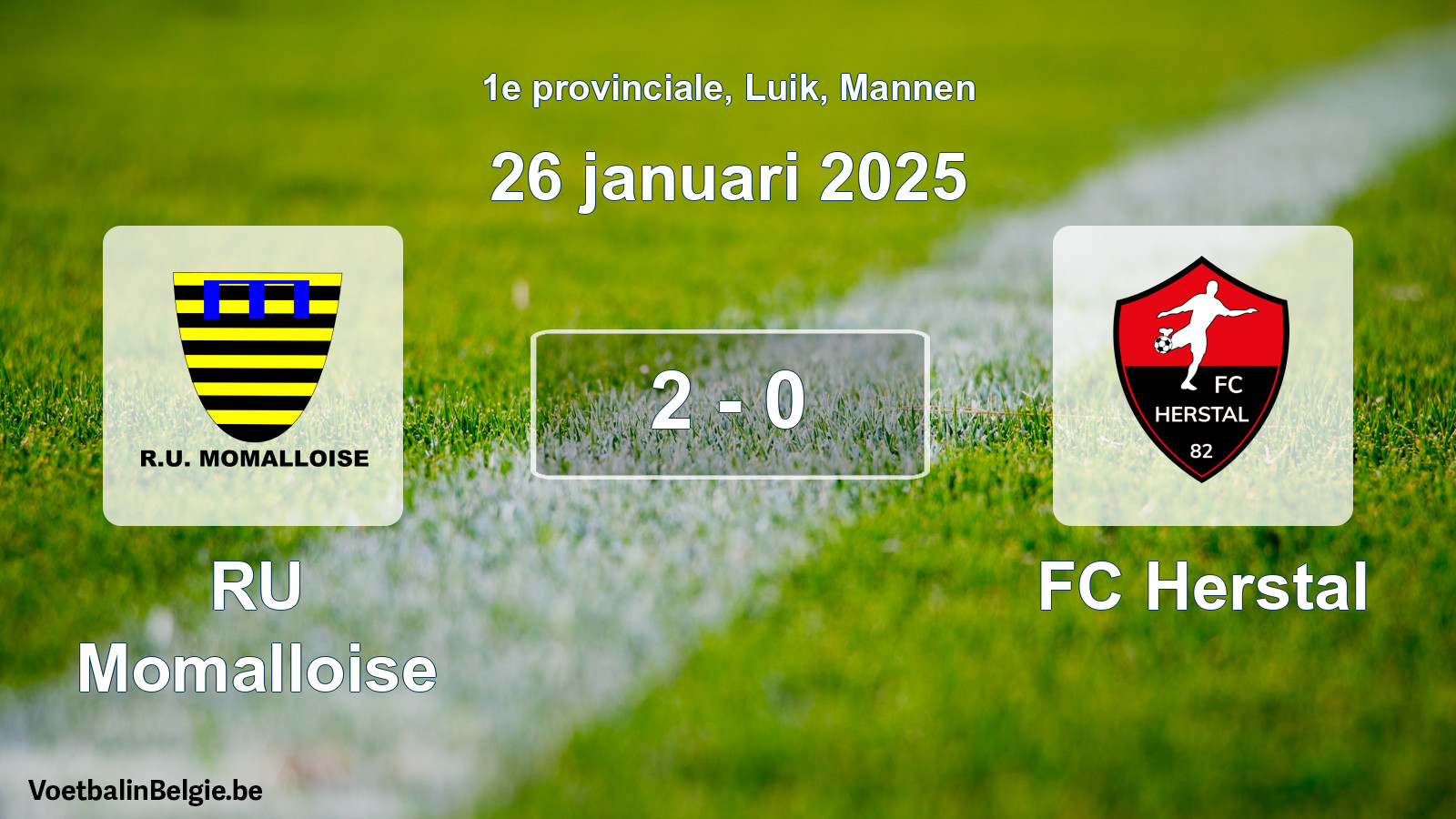 Gespeelde wedstrijd mannenvoetbal: RU Momalloise - FC Herstal 2 - 0 (26 januari 2025)