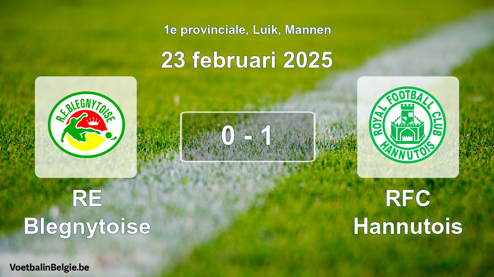 Gespeelde wedstrijd mannenvoetbal: RE Blegnytoise - RFC Hannutois 0 - 1 (23 februari 2025)