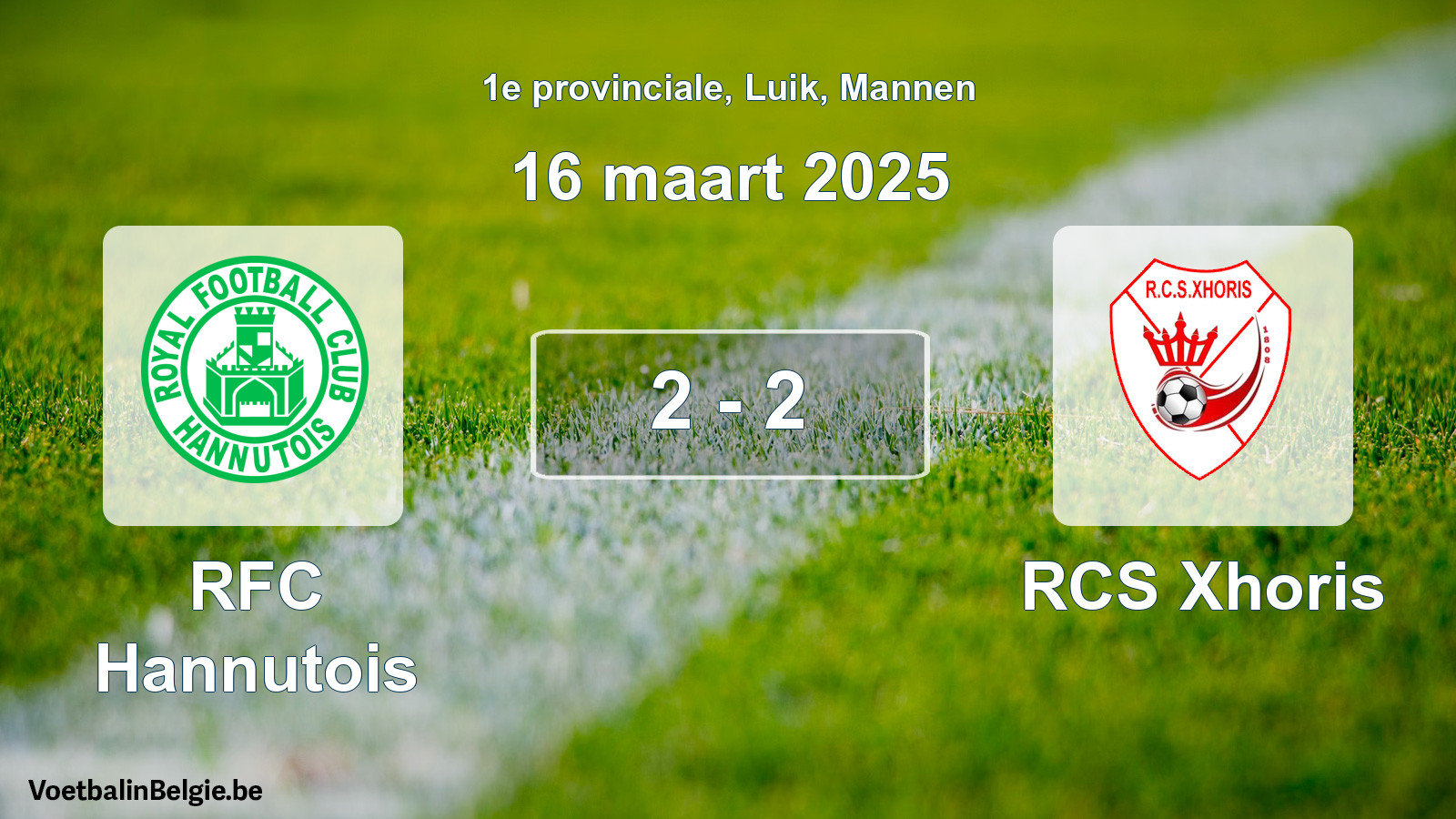 Gespeelde wedstrijd mannenvoetbal: RFC Hannutois - RCS Xhoris 2 - 2 (16 maart 2025)