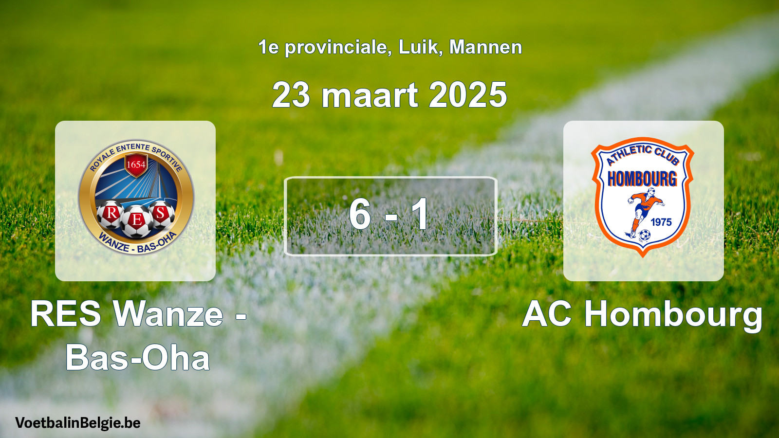 Gespeelde wedstrijd mannenvoetbal: RES Wanze - Bas-Oha - AC Hombourg 6 - 1 (23 maart 2025)