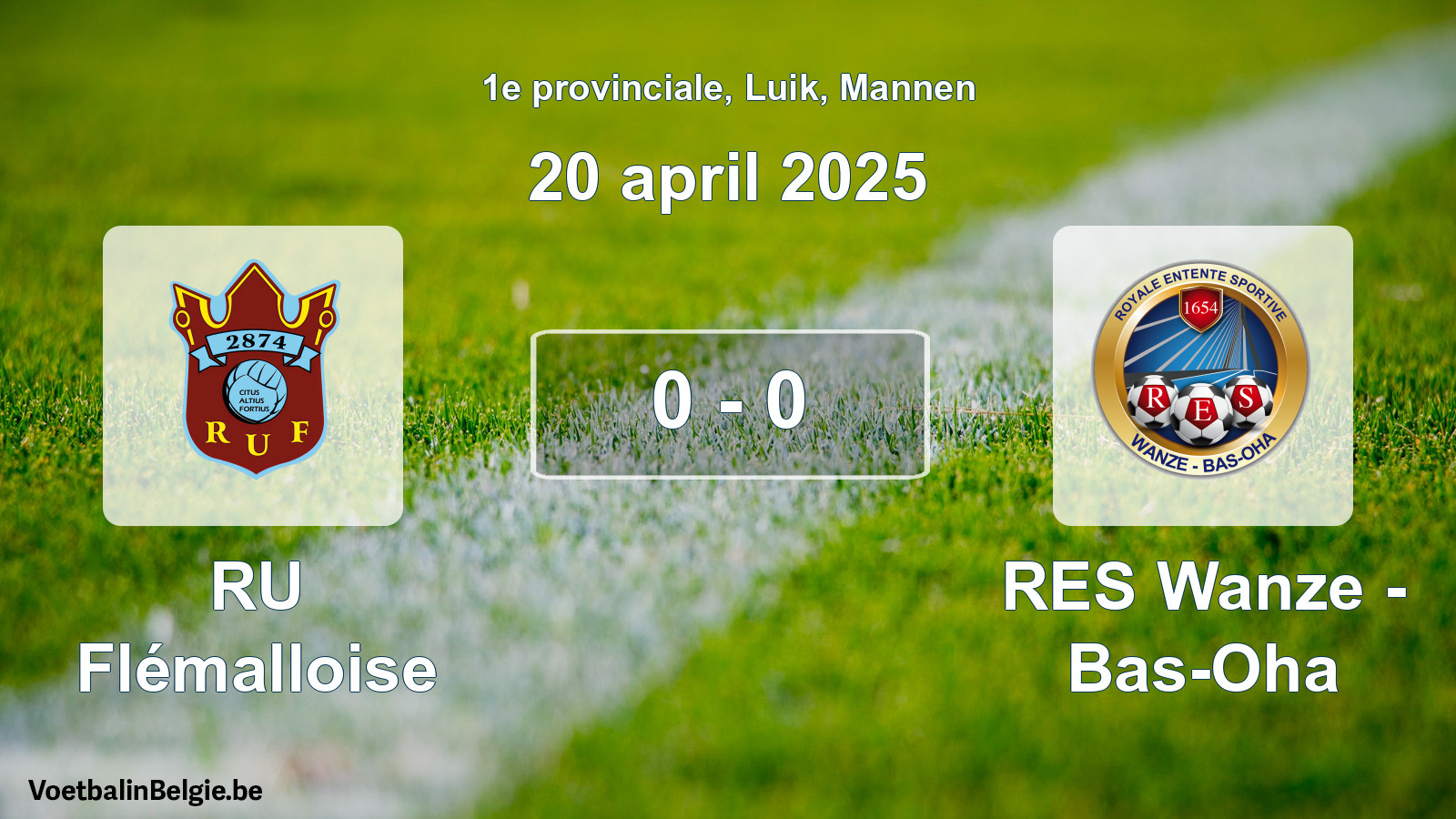 Gespeelde wedstrijd mannenvoetbal: RU Flémalloise - RES Wanze - Bas-Oha 0 - 0 (20 april 2025)