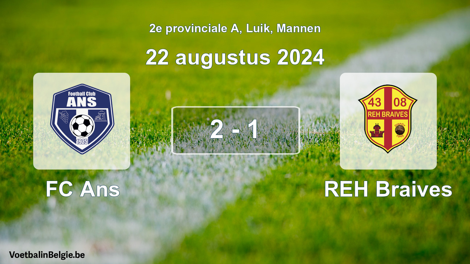 Gespeelde wedstrijd mannenvoetbal: FC Ans - REH Braives 2 - 1 (22 augustus 2024)