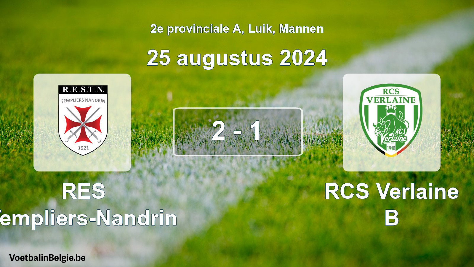 Gespeelde wedstrijd mannenvoetbal: RES Templiers-Nandrin - RCS Verlaine B 2 - 1 (25 augustus 2024)