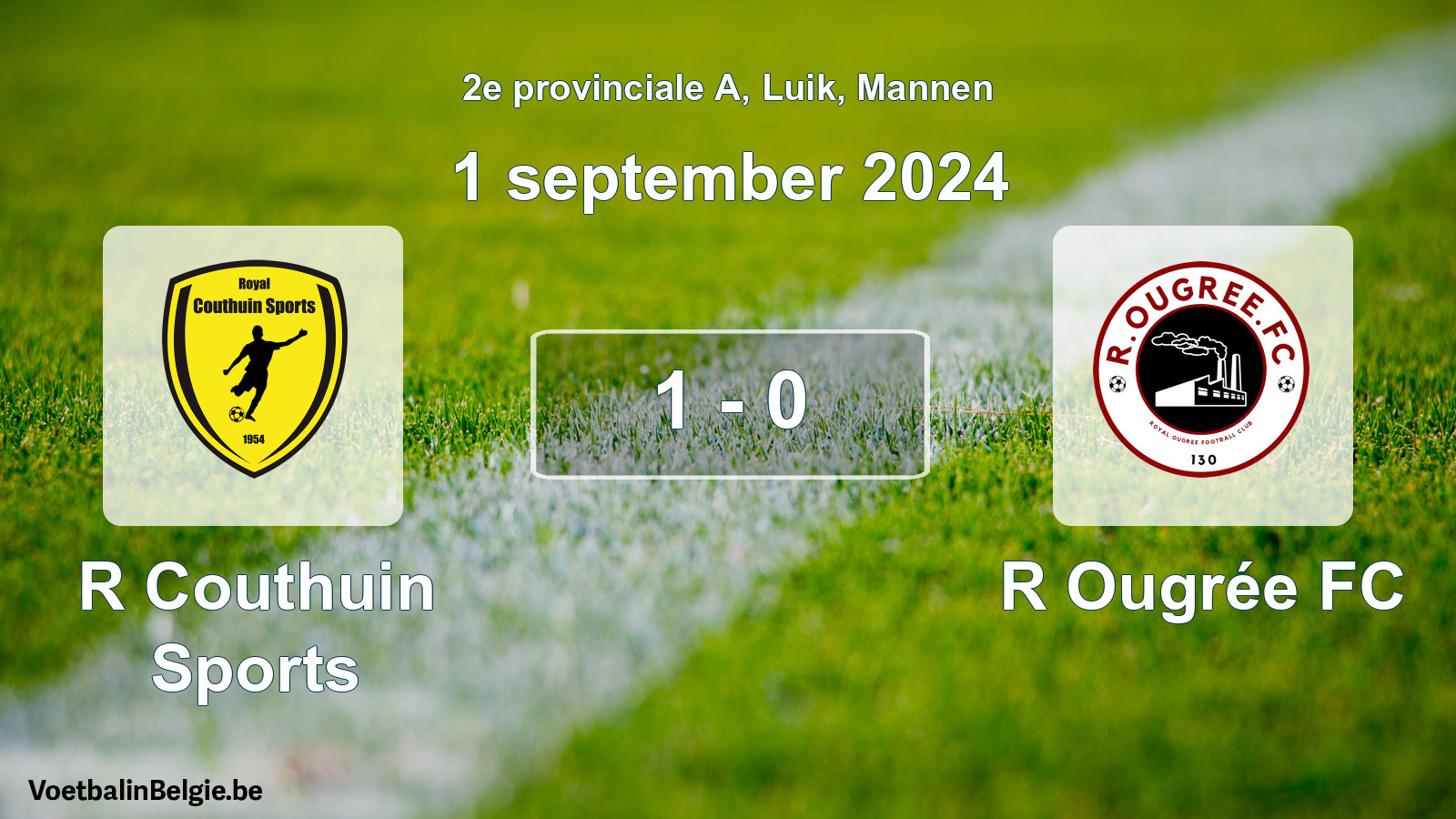 Gespeelde wedstrijd mannenvoetbal: R Couthuin Sports - R Ougrée FC 1 - 0 (1 september 2024)