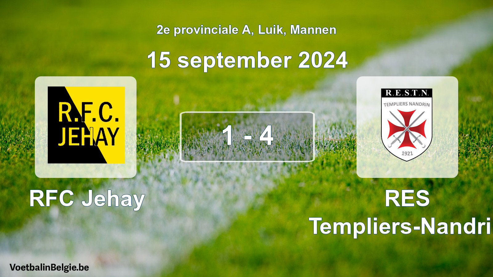 Gespeelde wedstrijd mannenvoetbal: RFC Jehay - RES Templiers-Nandrin 1 - 4 (15 september 2024)