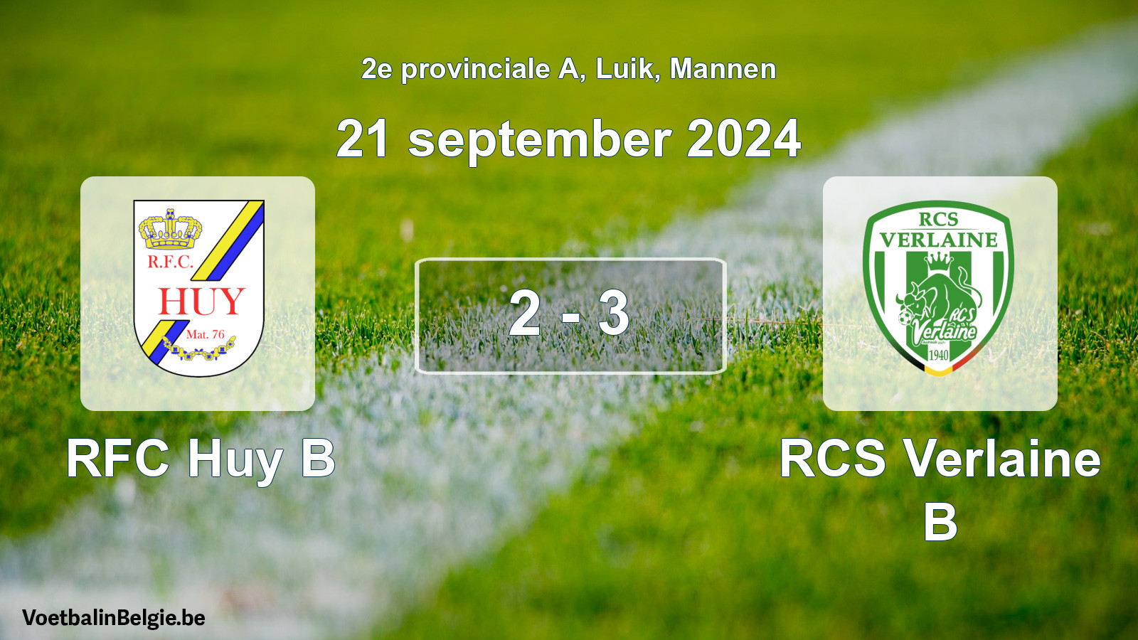 Gespeelde wedstrijd mannenvoetbal: RFC Huy B - RCS Verlaine B 2 - 3 (21 september 2024)