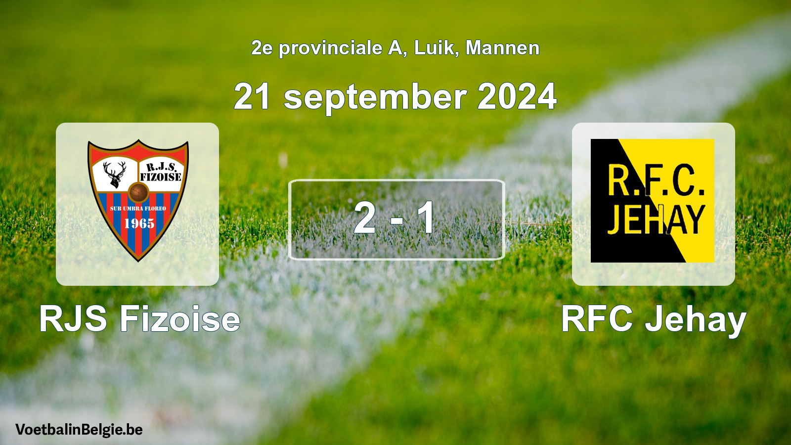 Gespeelde wedstrijd mannenvoetbal: RJS Fizoise - RFC Jehay 2 - 1 (21 september 2024)