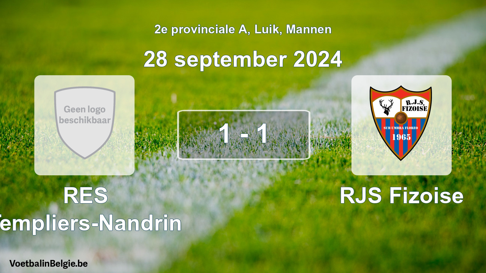 Gespeelde wedstrijd mannenvoetbal: RES Templiers-Nandrin - RJS Fizoise 1 - 1 (28 september 2024)