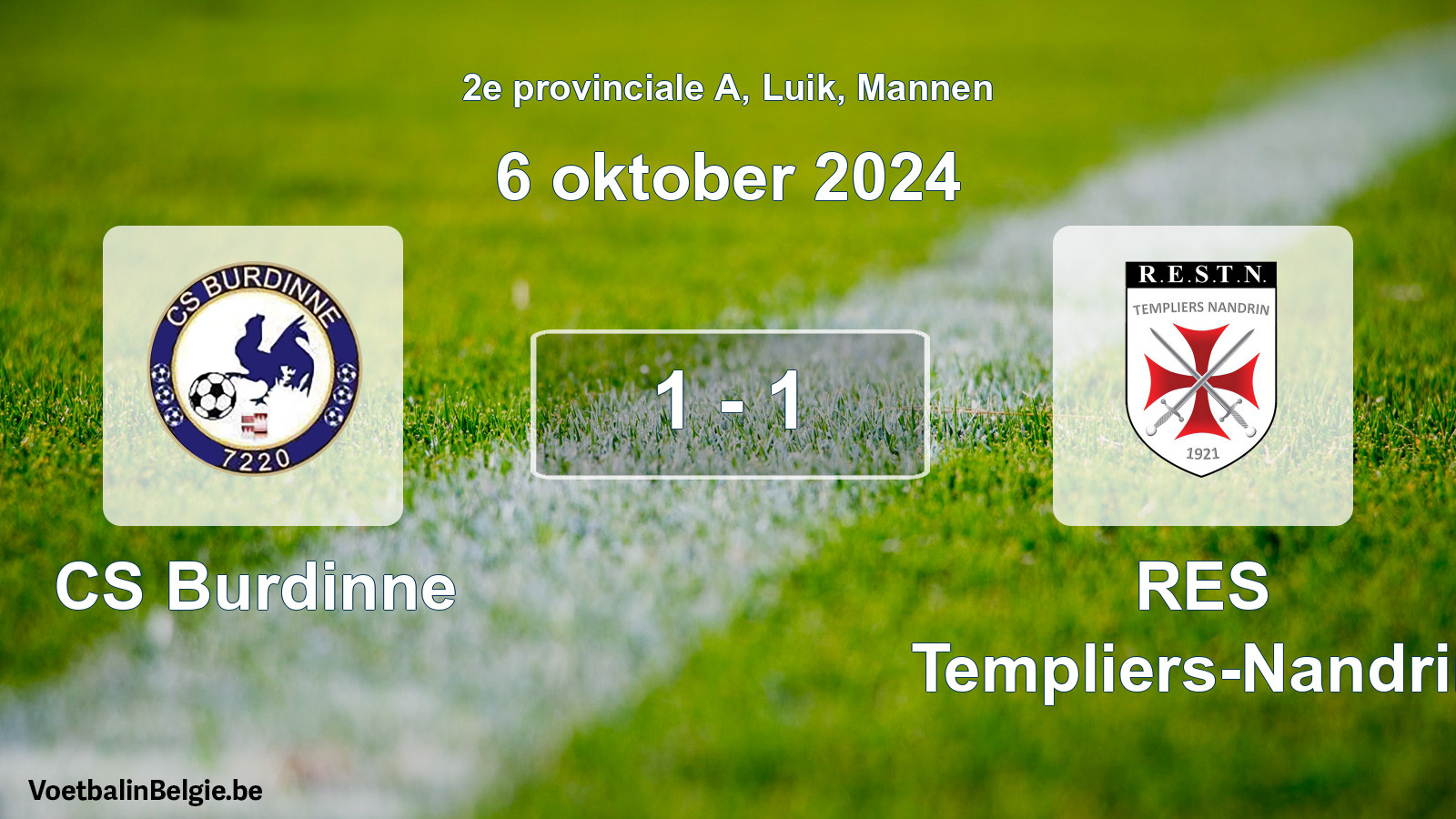 Gespeelde wedstrijd mannenvoetbal: CS Burdinne - RES Templiers-Nandrin 1 - 1 (6 oktober 2024)