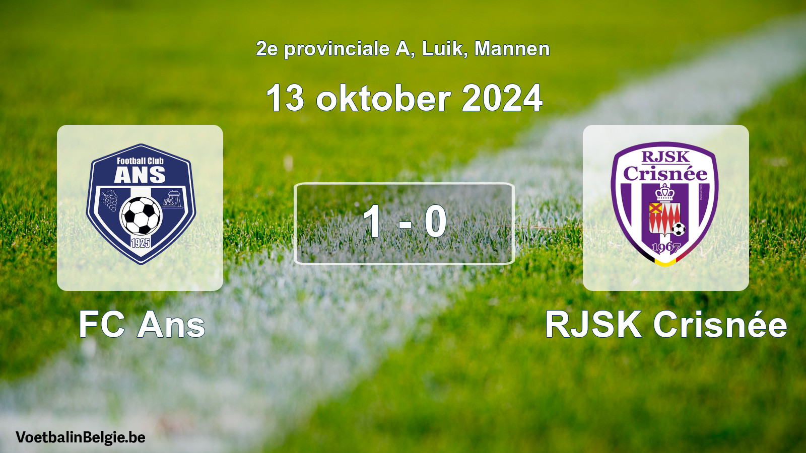 Gespeelde wedstrijd mannenvoetbal: FC Ans - RJSK Crisnée 1 - 0 (13 oktober 2024)