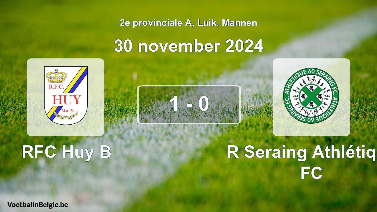 Gespeelde wedstrijd mannenvoetbal: RFC Huy B - R Seraing Athlétique FC 1 - 0 (30 november 2024)