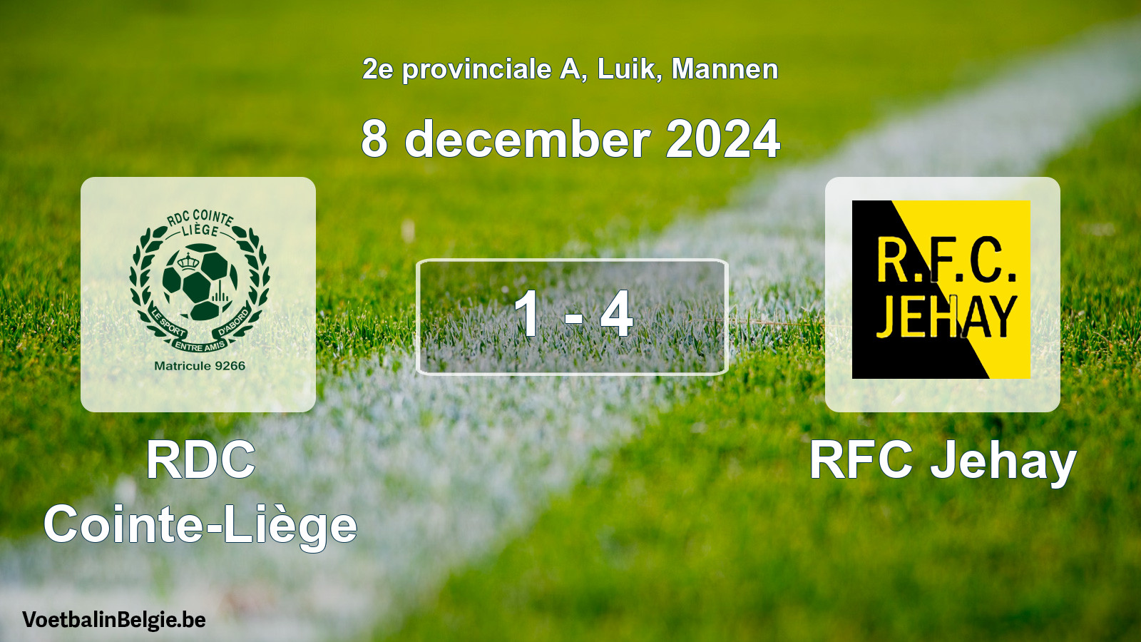 Played match men football: RDC Cointe-Liège - RFC Jehay 1 - 4 (8 December 2024)