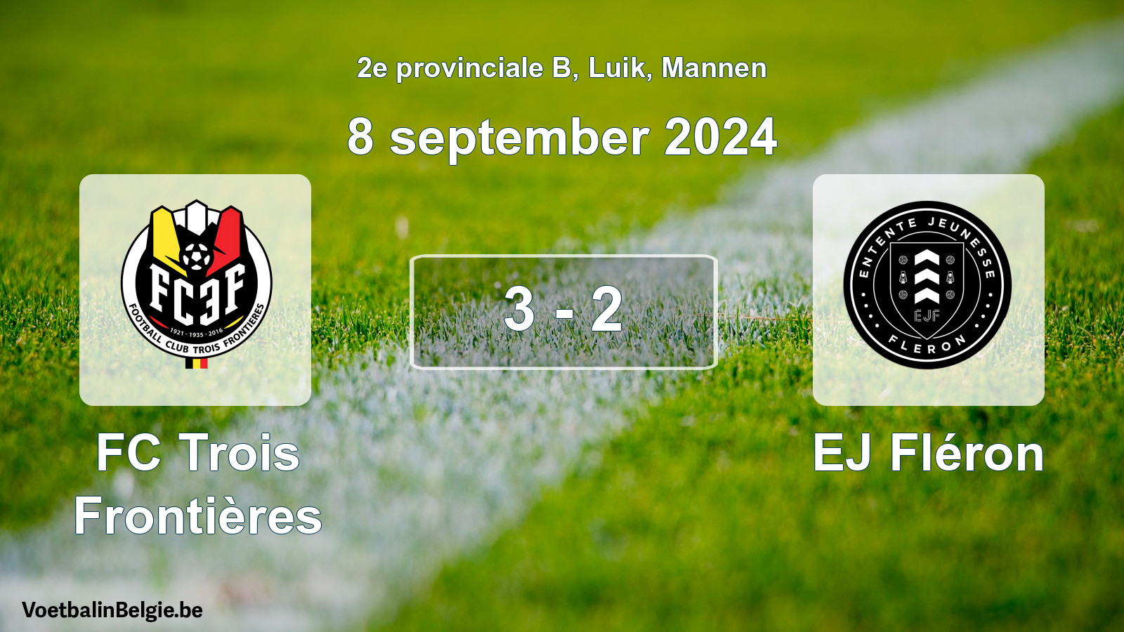 Gespeelde wedstrijd mannenvoetbal: FC Trois Frontières - EJ Fléron 3 - 2 (8 september 2024)