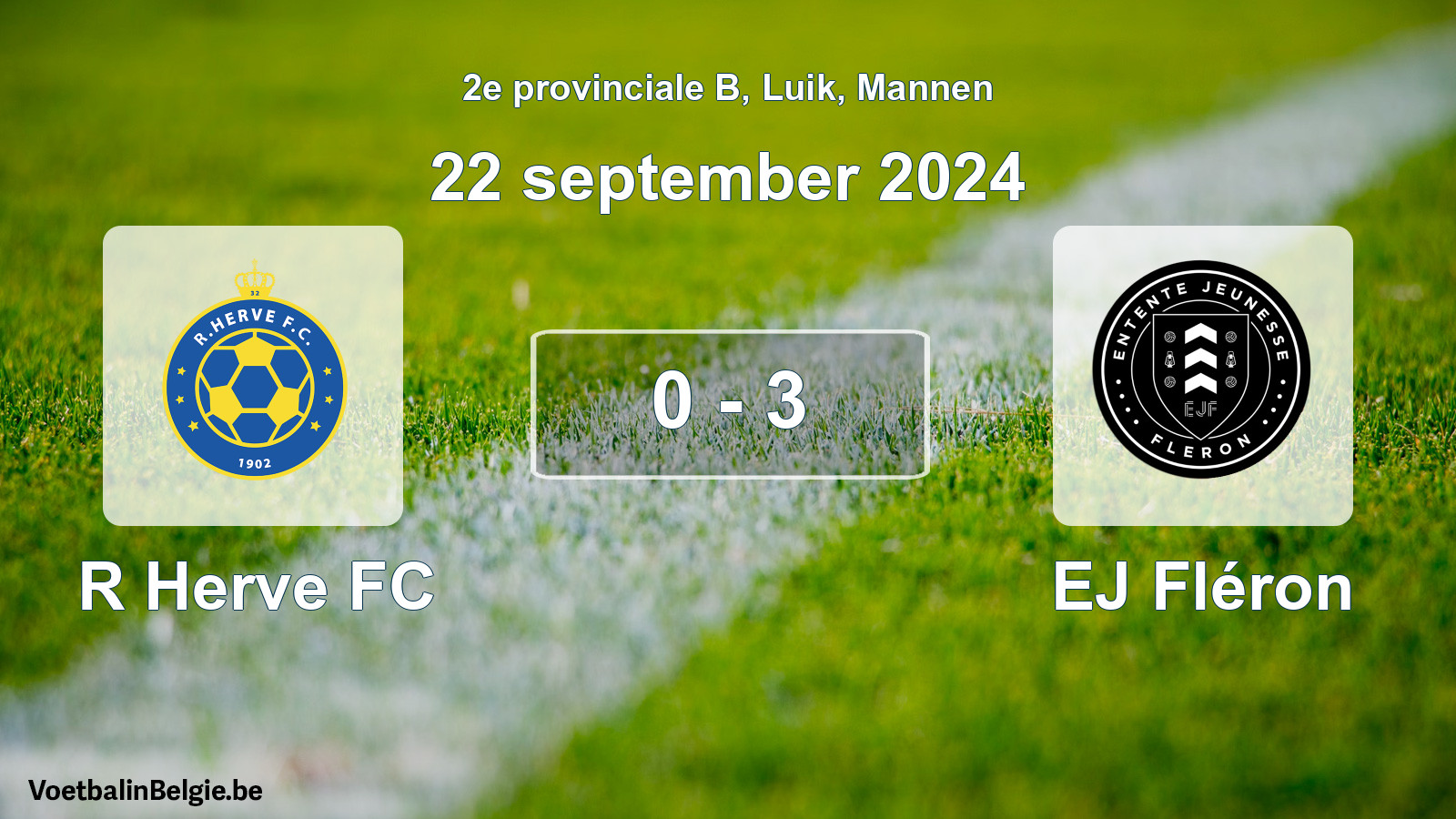 Gespeelde wedstrijd mannenvoetbal: R Herve FC - EJ Fléron 0 - 3 (22 september 2024)