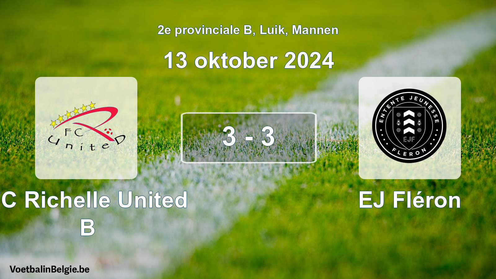 Gespeelde wedstrijd mannenvoetbal: FC Richelle United B - EJ Fléron 3 - 3 (13 oktober 2024)