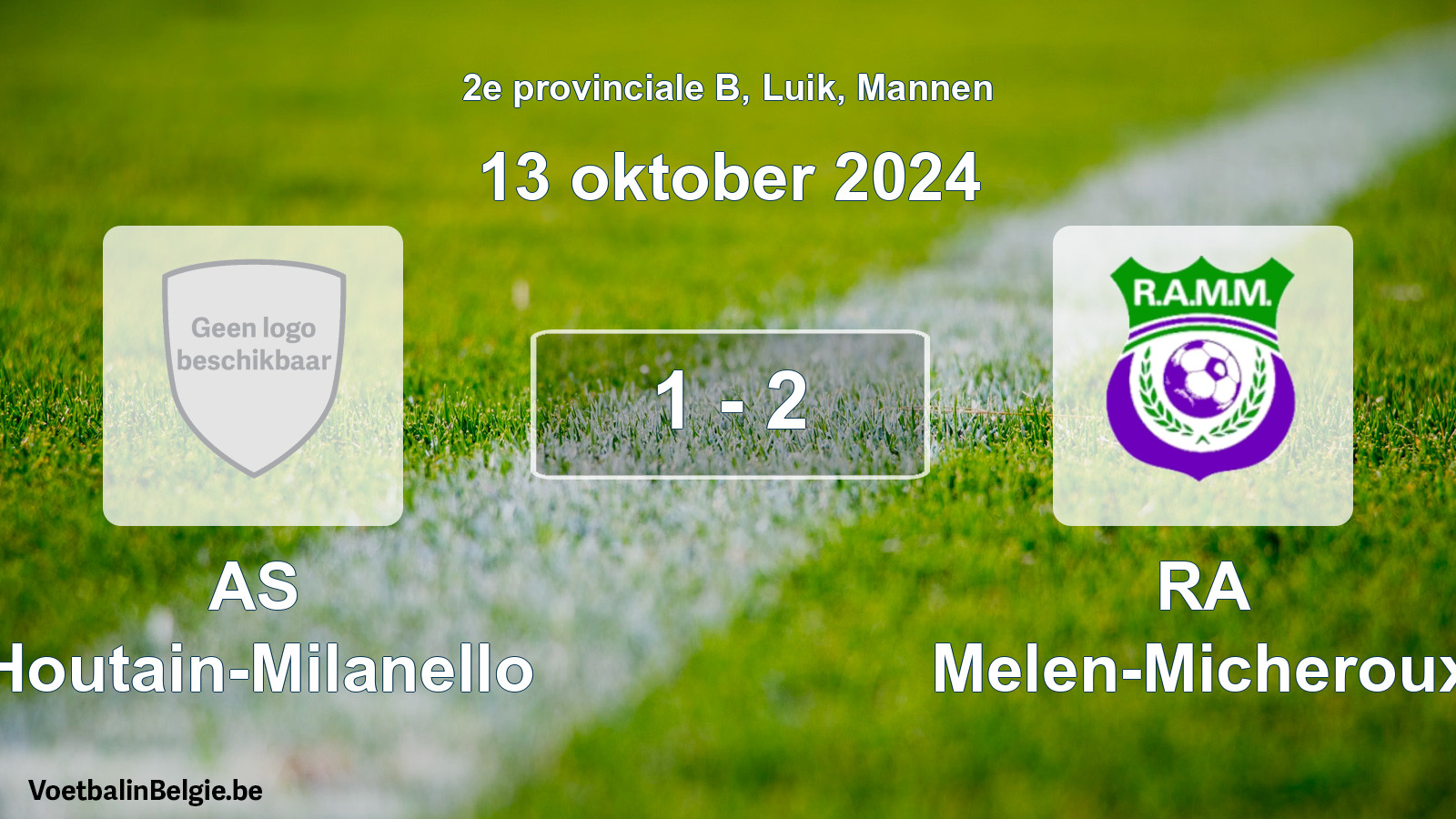 Gespeelde wedstrijd mannenvoetbal: AS Houtain-Milanello - RA Melen-Micheroux 1 - 2 (13 oktober 2024)