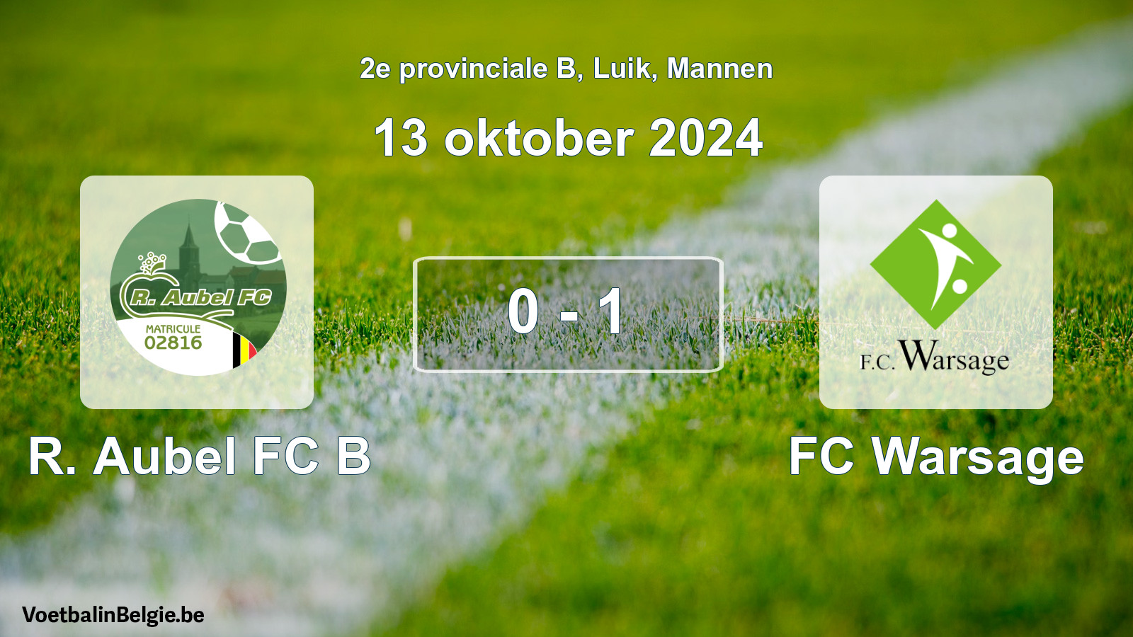 Gespeelde wedstrijd mannenvoetbal: R. Aubel FC B - FC Warsage 0 - 1 (13 oktober 2024)
