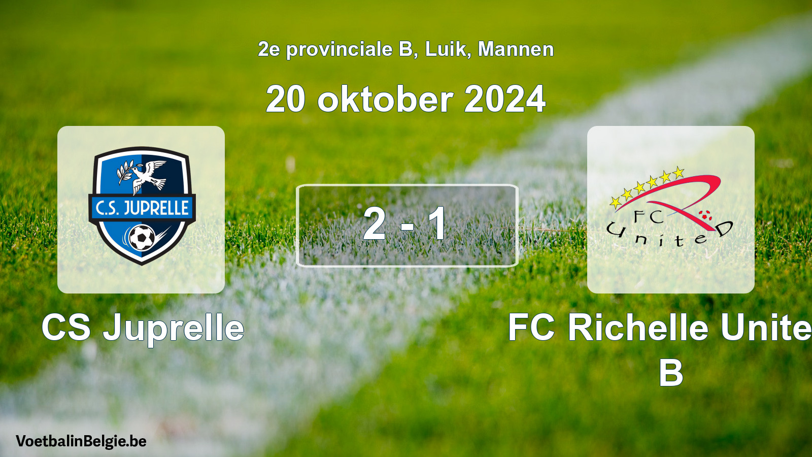 Gespeelde wedstrijd mannenvoetbal: CS Juprelle - FC Richelle United B 2 - 1 (20 oktober 2024)