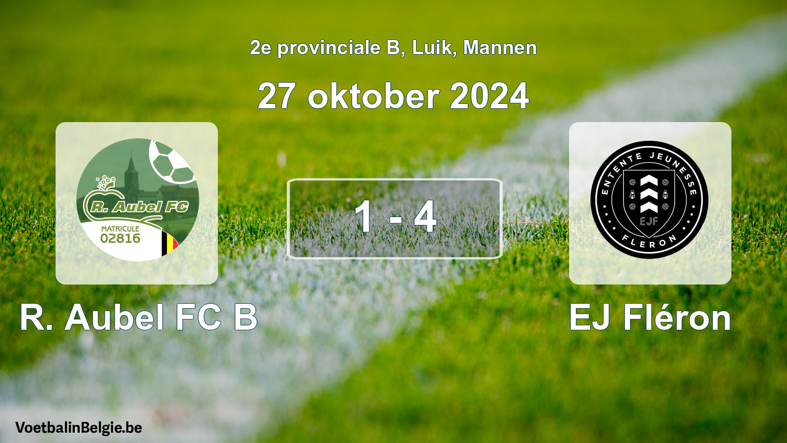 Gespeelde wedstrijd mannenvoetbal: R. Aubel FC B - EJ Fléron 1 - 4 (27 oktober 2024)