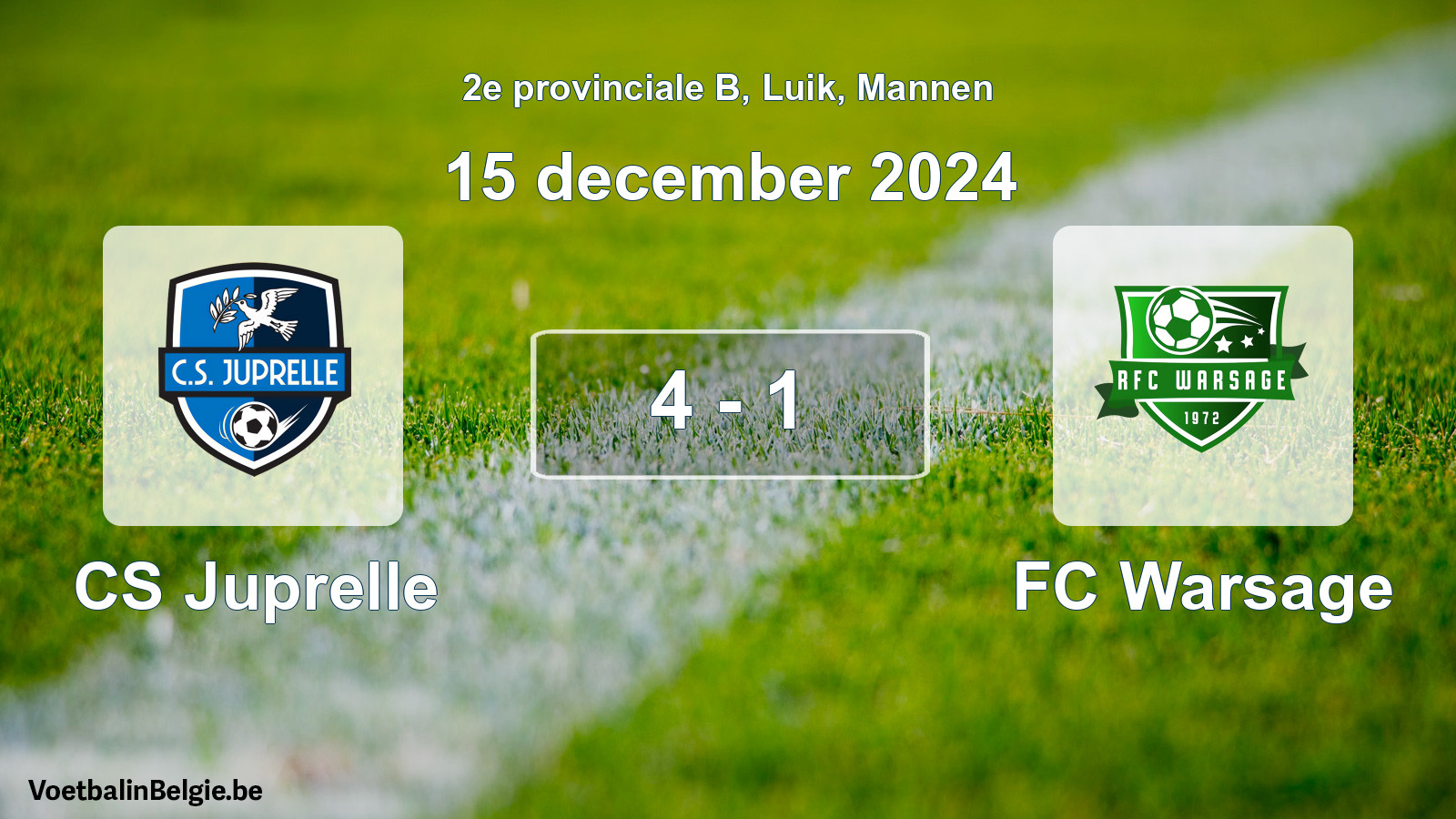 Played match men football: CS Juprelle - FC Warsage 4 - 1 (15 December 2024)