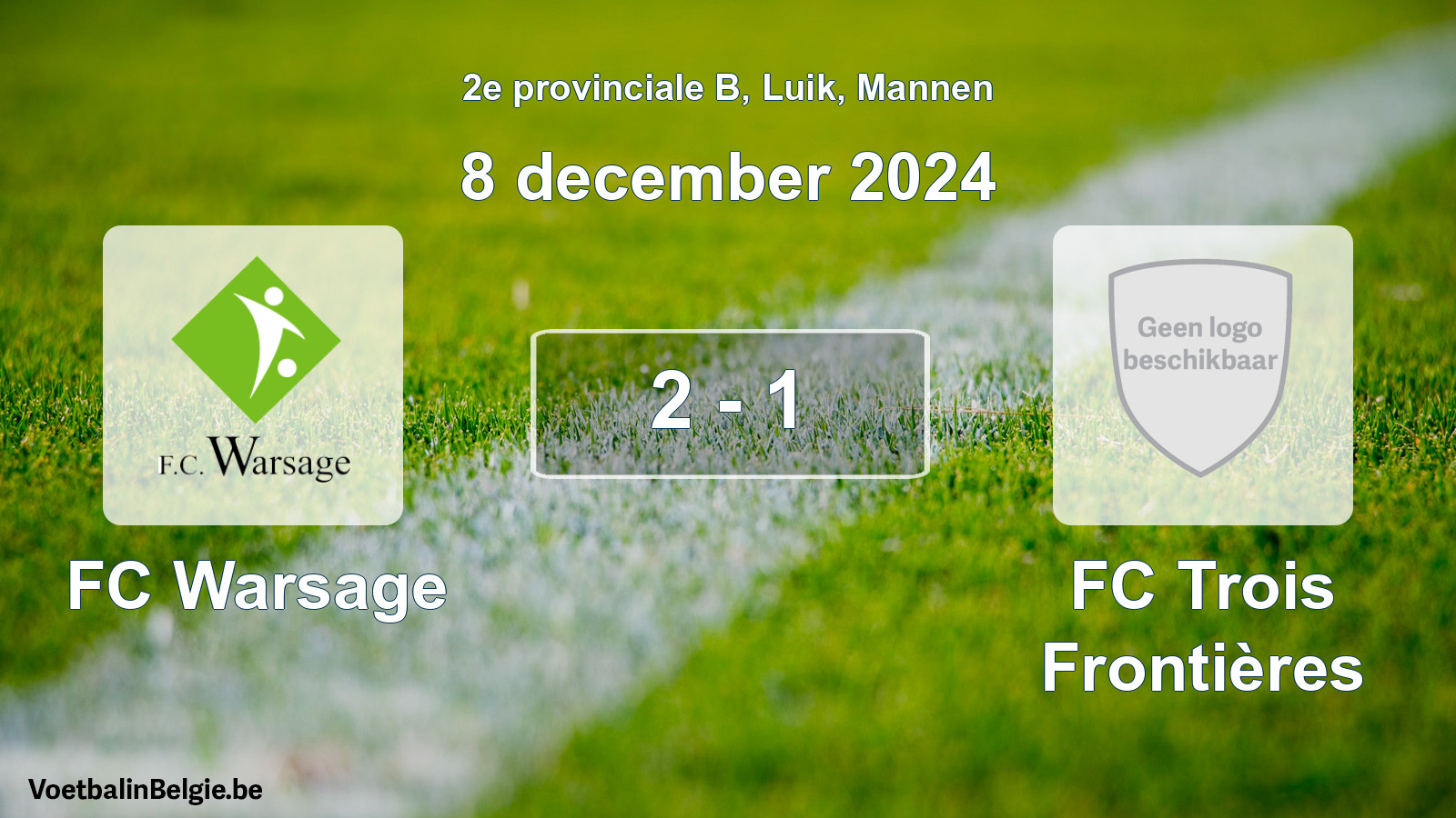 Gespeelde wedstrijd mannenvoetbal: FC Warsage - FC Trois Frontières 2 - 1 (8 december 2024)