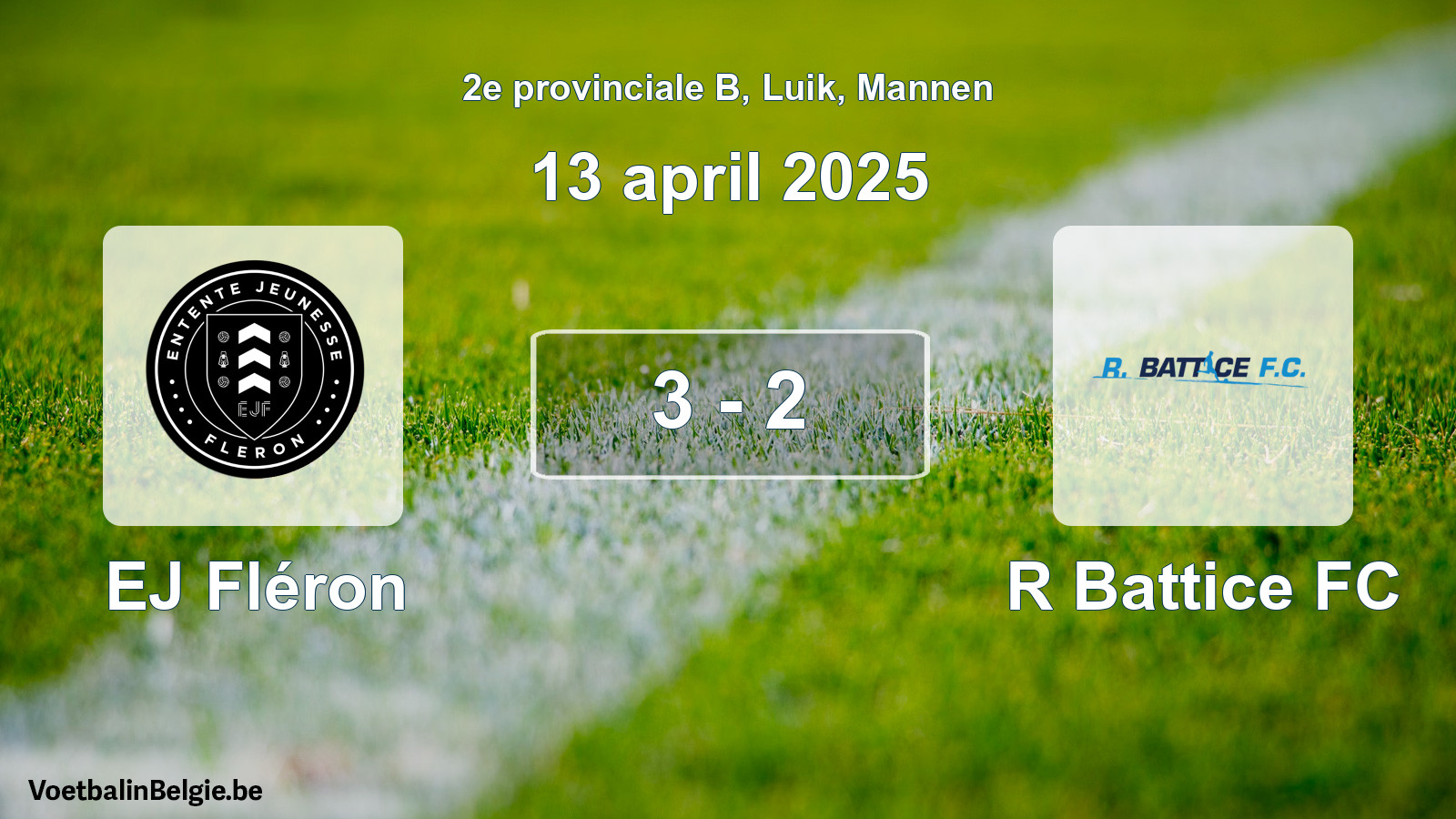 Gespeelde wedstrijd mannenvoetbal: EJ Fléron - R Battice FC 3 - 2 (13 april 2025)