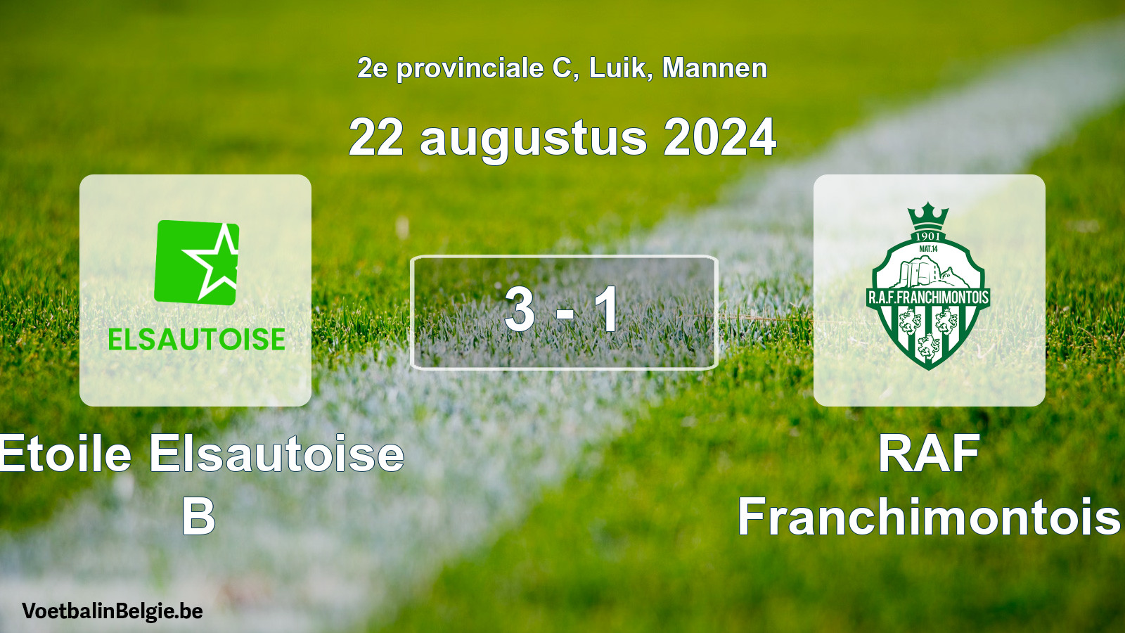 Gespeelde wedstrijd mannenvoetbal: Etoile Elsautoise B - RAF Franchimontois 3 - 1 (22 augustus 2024)