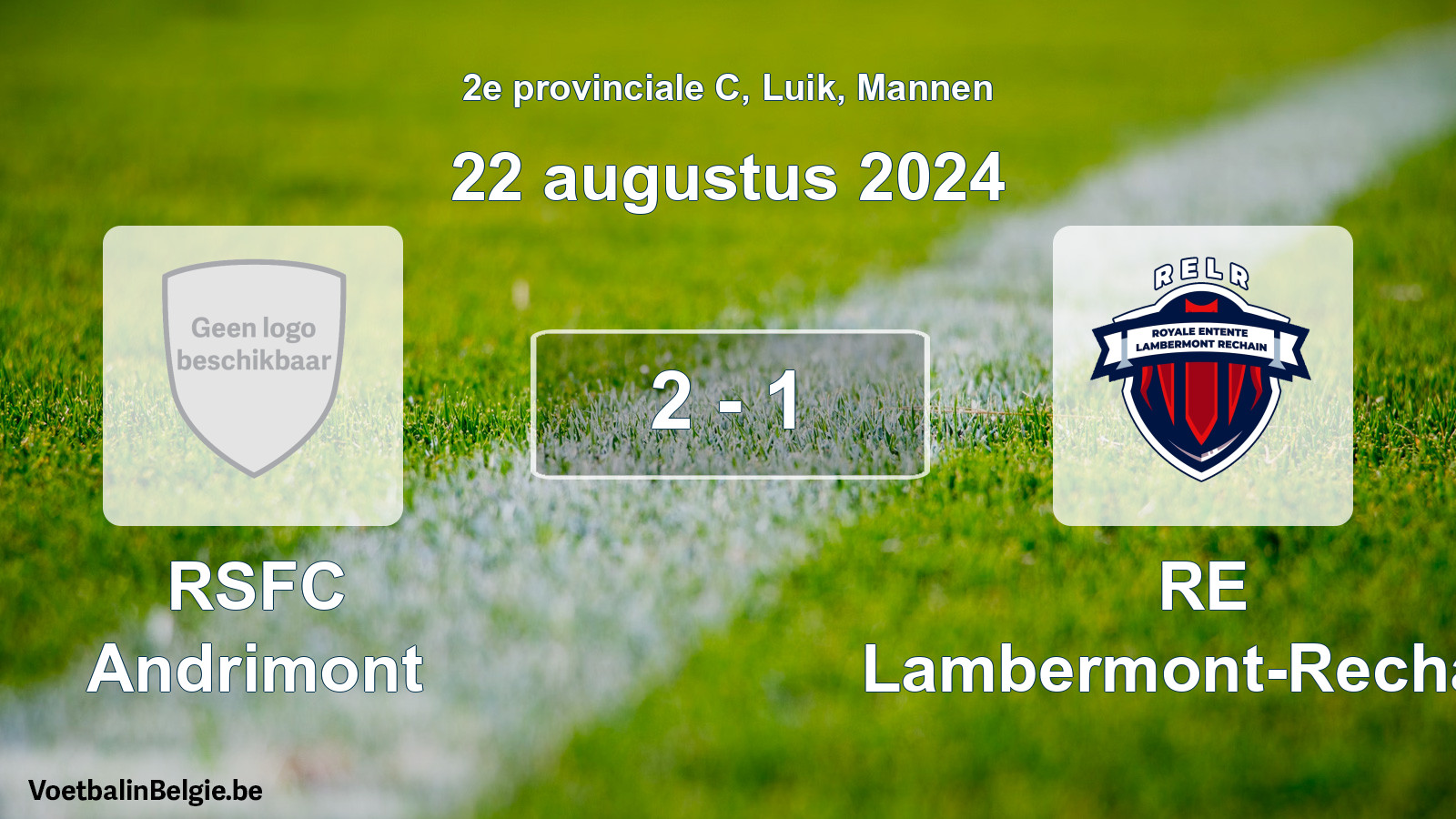 Gespeelde wedstrijd mannenvoetbal: RSFC Andrimont - RE Lambermont-Rechain 2 - 1 (22 augustus 2024)
