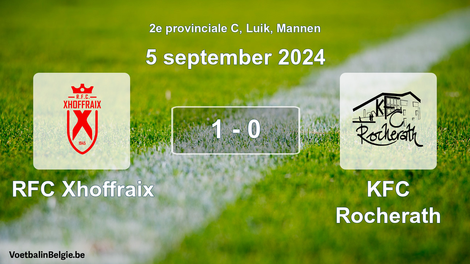 Gespeelde wedstrijd mannenvoetbal: RFC Xhoffraix - KFC Rocherath 1 - 0 (5 september 2024)