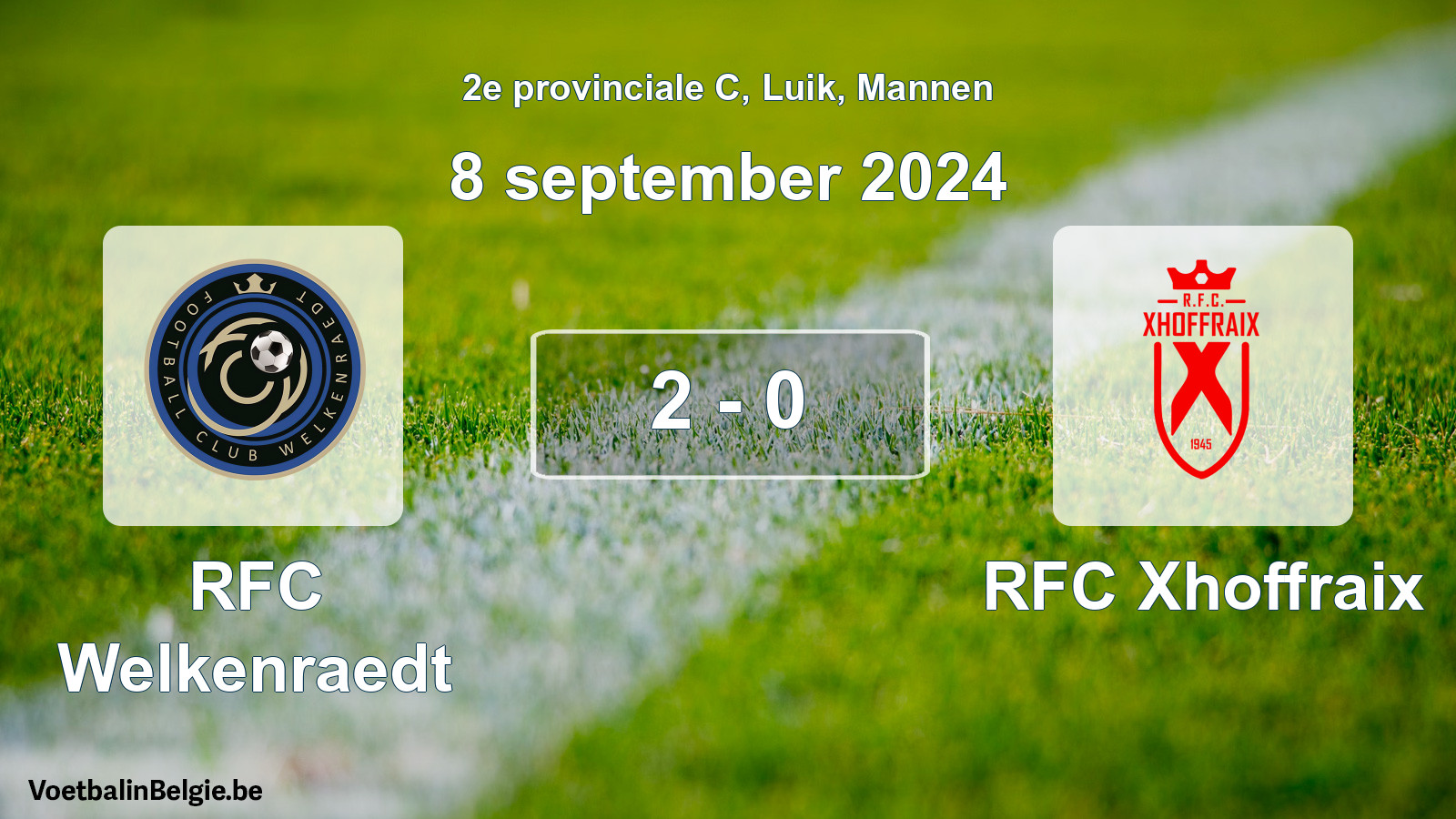 Gespeelde wedstrijd mannenvoetbal: RFC Welkenraedt - RFC Xhoffraix 2 - 0 (8 september 2024)