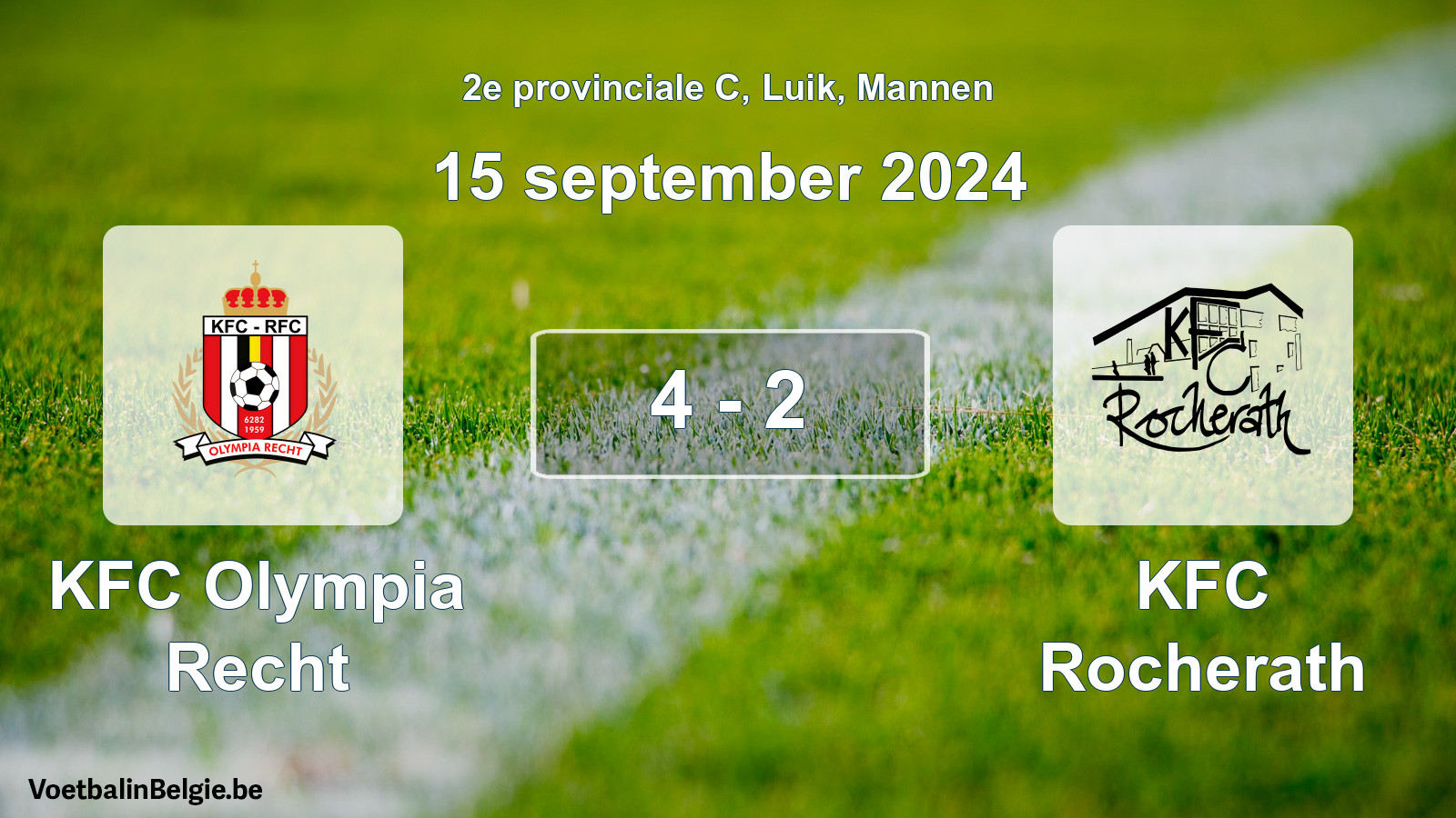 Gespeelde wedstrijd mannenvoetbal: KFC Olympia Recht - KFC Rocherath 4 - 2 (15 september 2024)