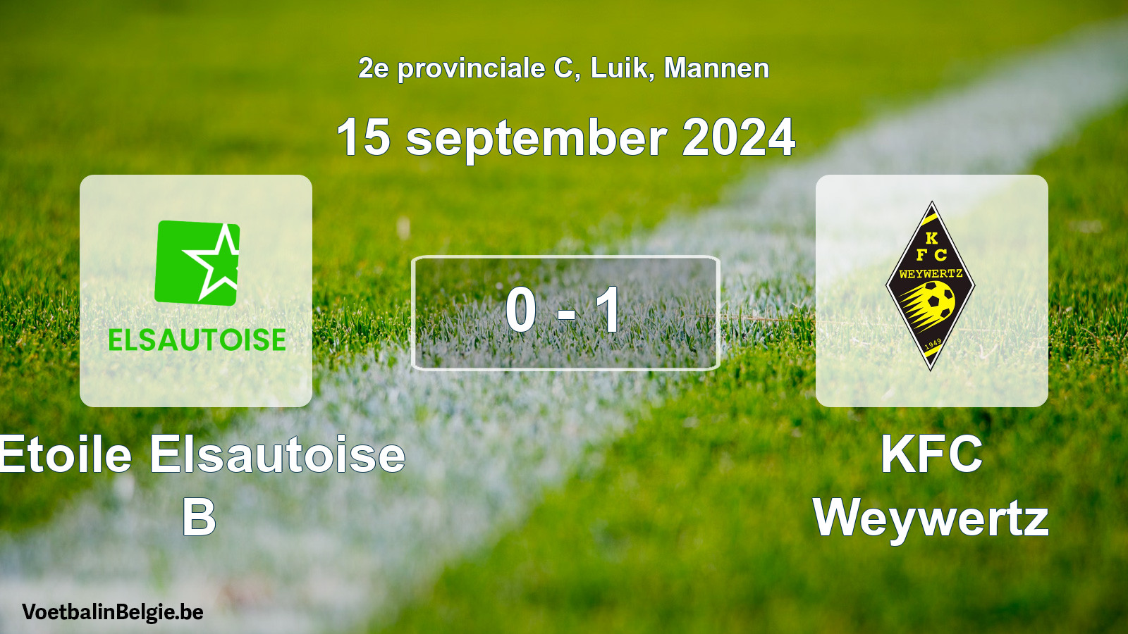 Gespeelde wedstrijd mannenvoetbal: Etoile Elsautoise B - KFC Weywertz 0 - 1 (15 september 2024)